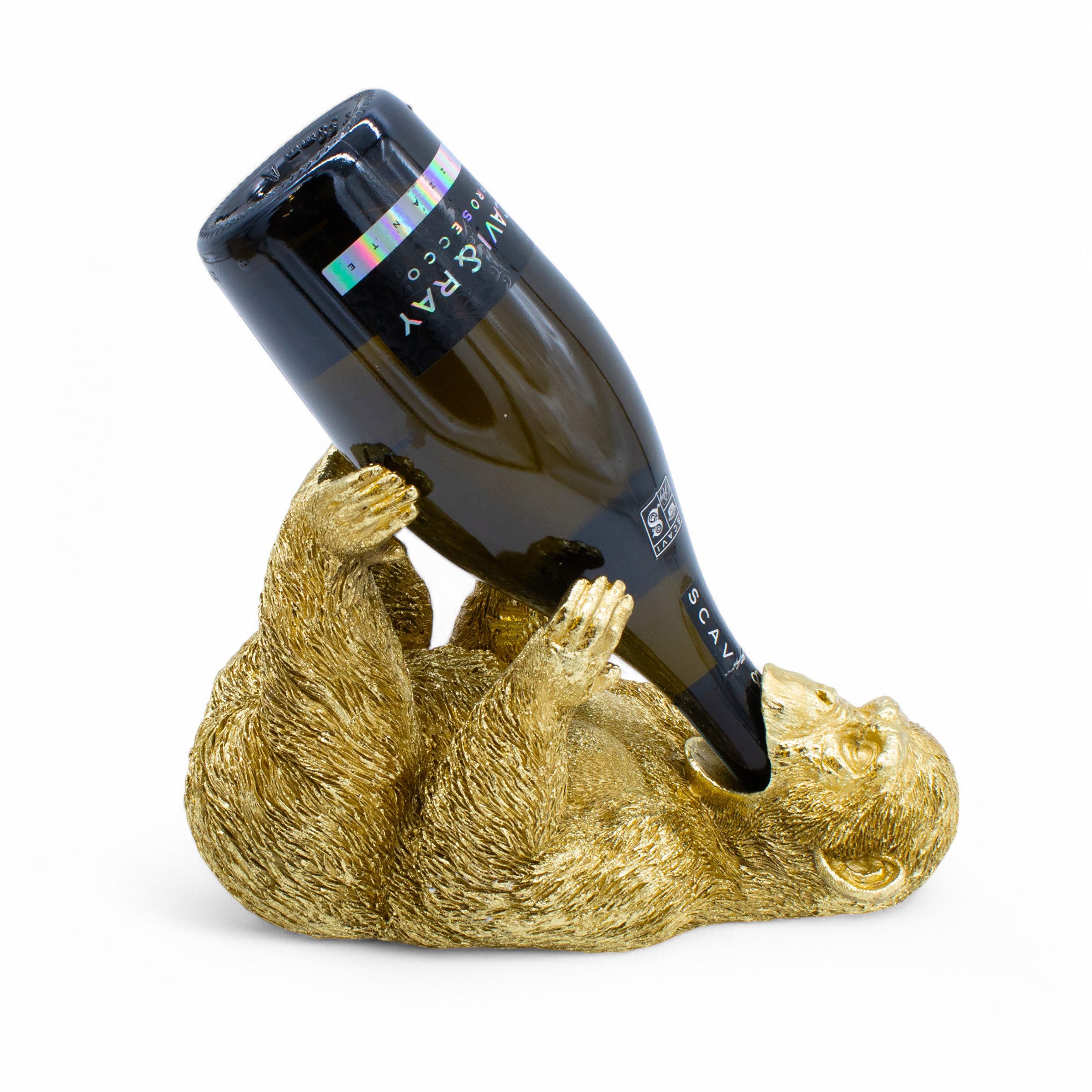 Spetebo Flaschenhalter durstiges Tier gold, (Anzahl, 1-St., Stück), für Wein-, Sekt- oder Likörflaschen