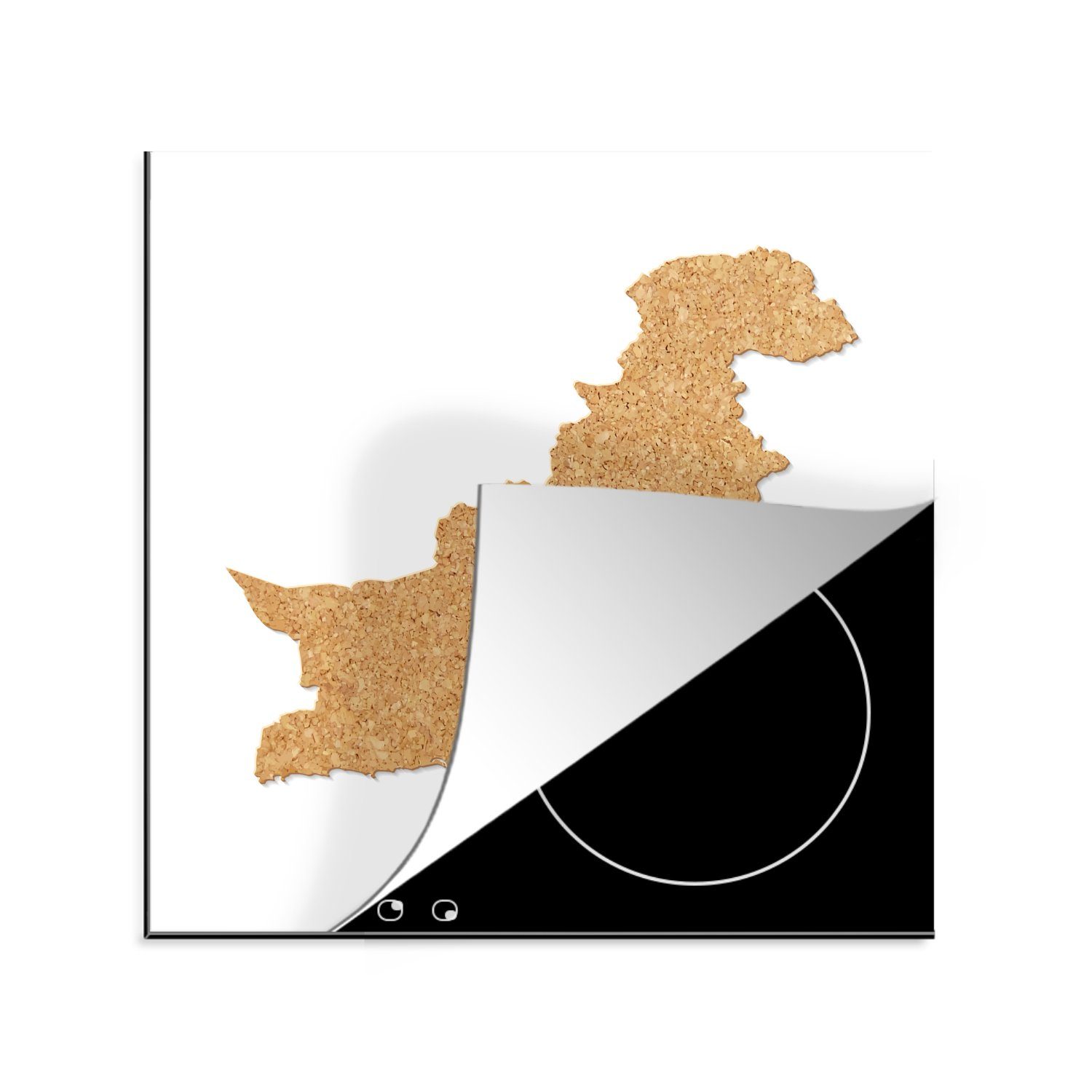 MuchoWow Herdblende-/Abdeckplatte Eine einer Karte orangefarbenen Illustration Pakistan, Vinyl, für von 78x78 (1 Arbeitsplatte Ceranfeldabdeckung, küche tlg), cm