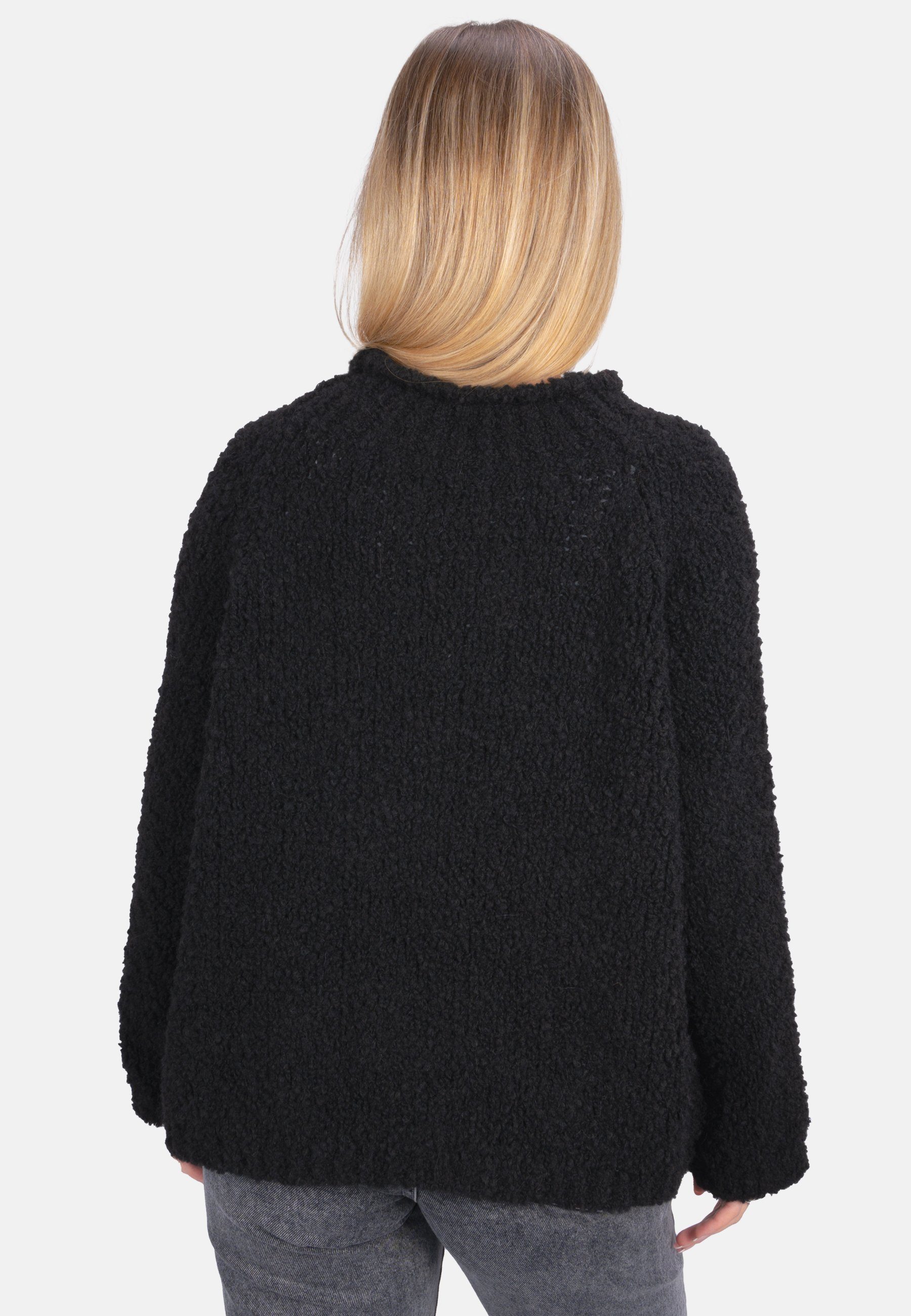 Seasons of April V-Ausschnitt-Pullover Dina Kurzer Teddy Damen Pullover in uni Farben