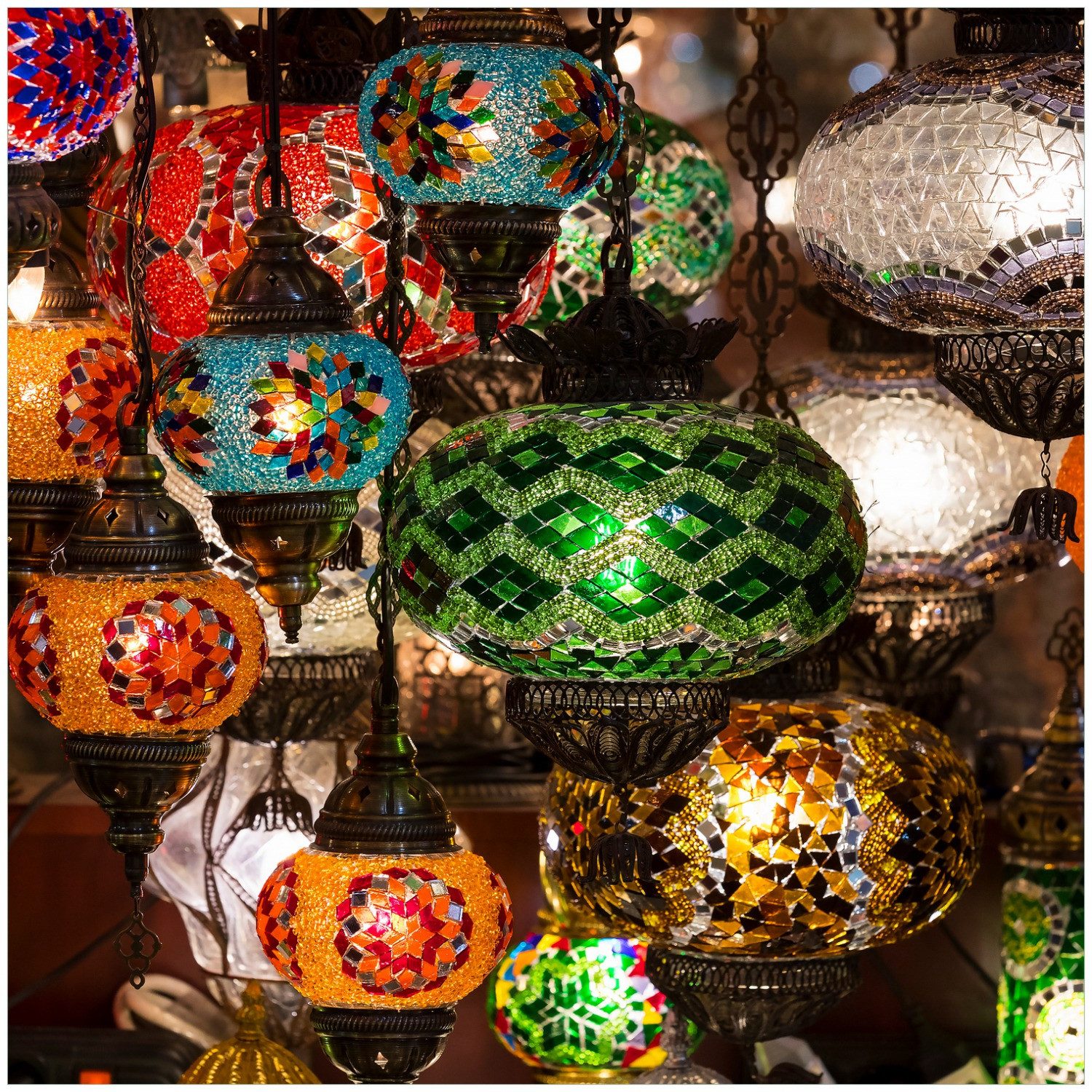 Wallario Glasbild, Bunte orientalische Mosaiklampen, in verschiedenen Ausführungen