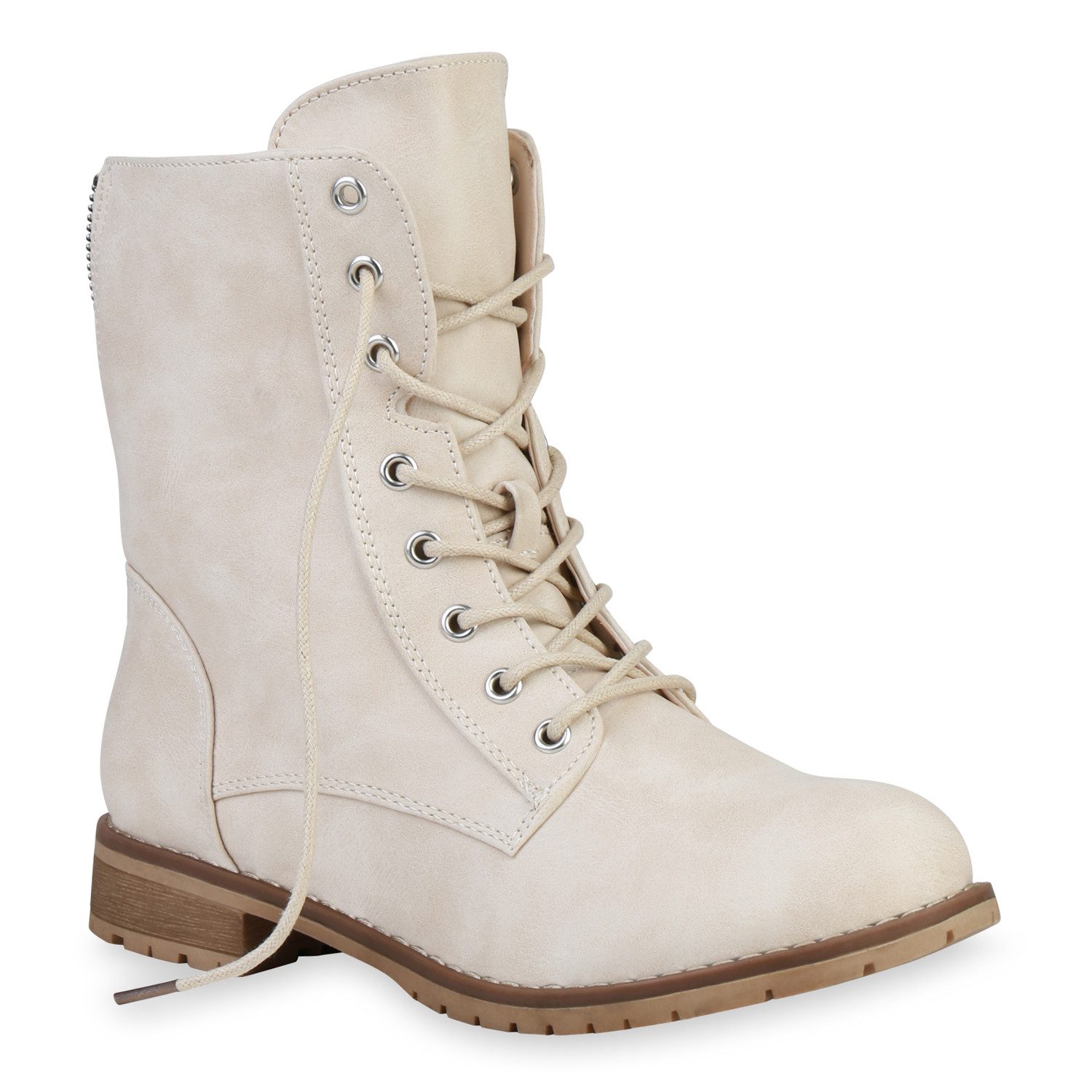 VAN HILL 812022 Schnürstiefelette Damen Schnürstiefeletten Profil Sohle Stiefeletten Leder-Optik