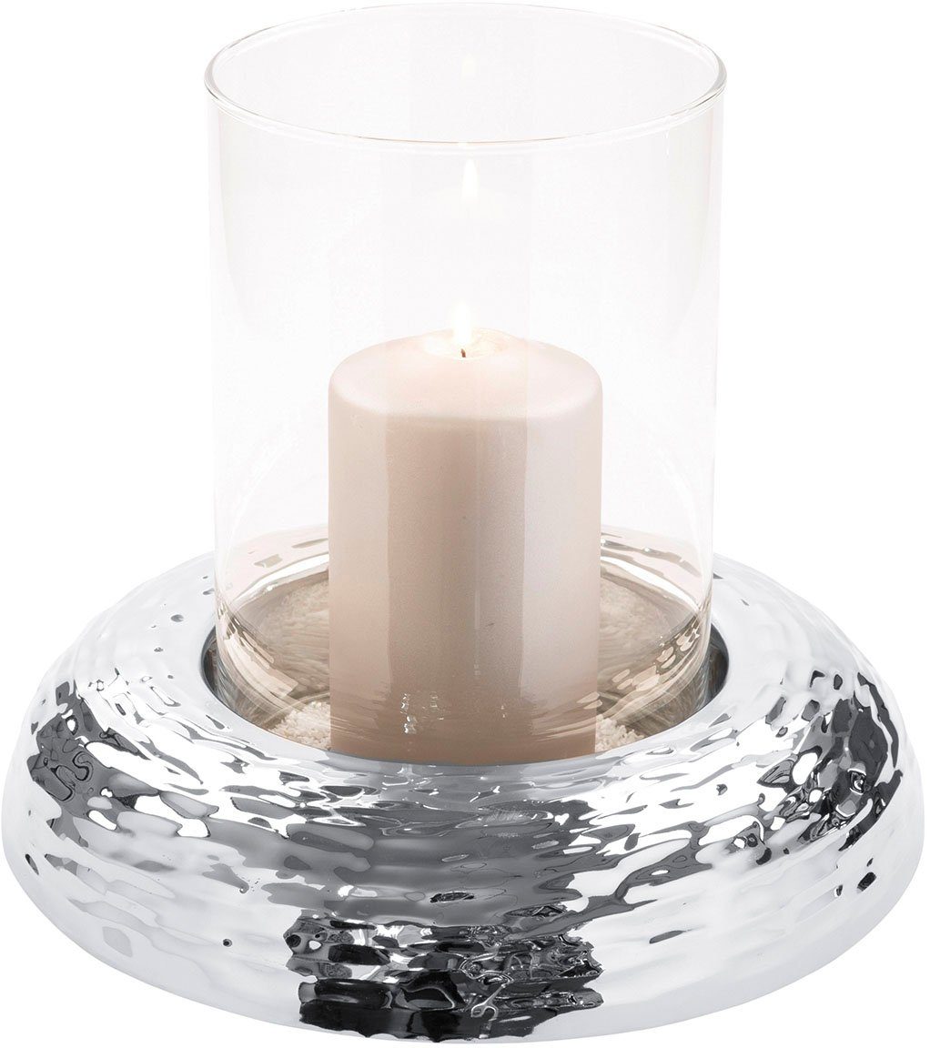 Fink Windlicht ALDO (1 St), Kerzenhalter aus Metall - vernickelt und Glas, Höhe 24 cm x Ø 27,5 cm