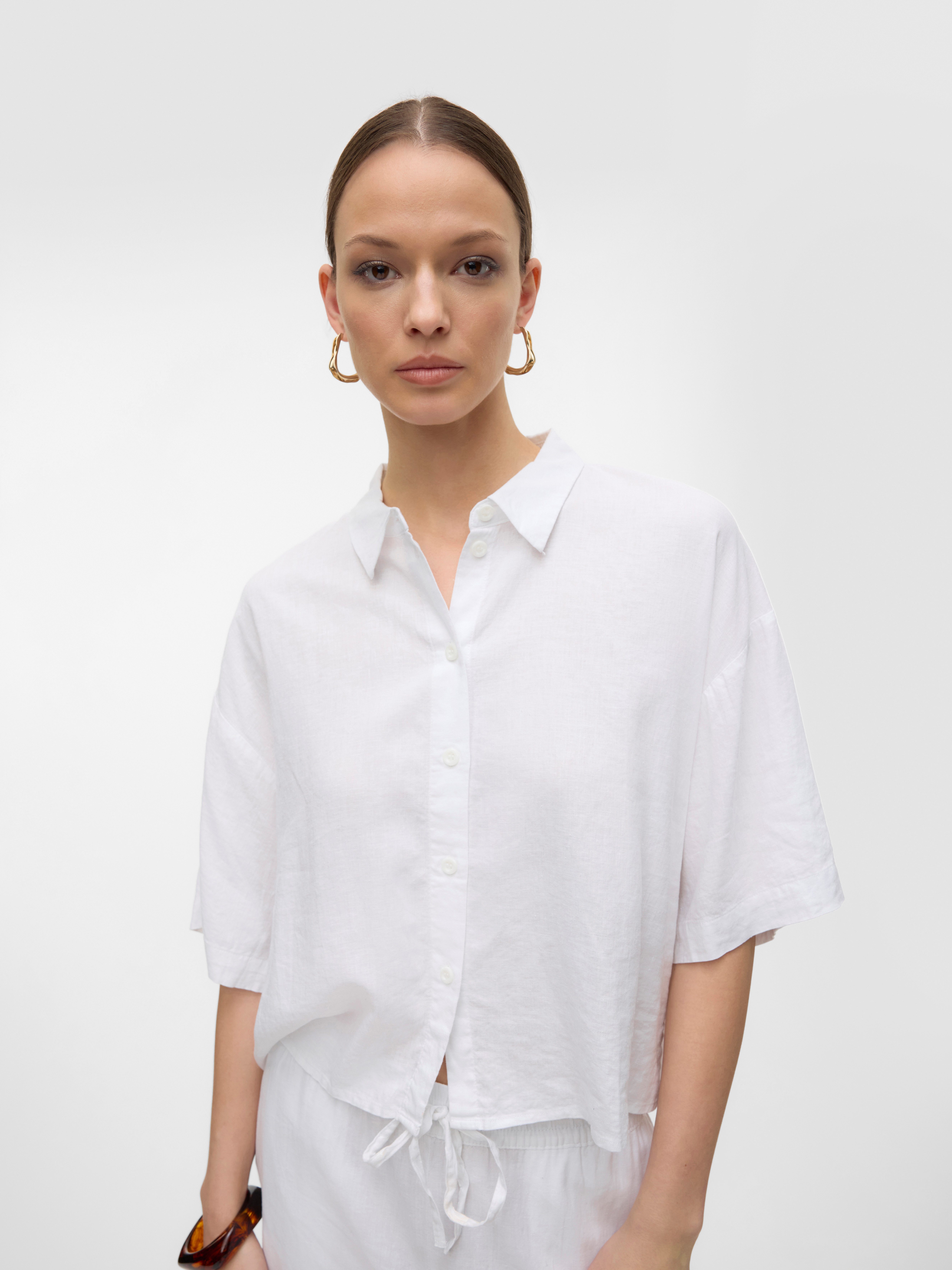 Hemdbluse VMLINN LINEN 2/4 SHORT SHIRT WVN NOOS