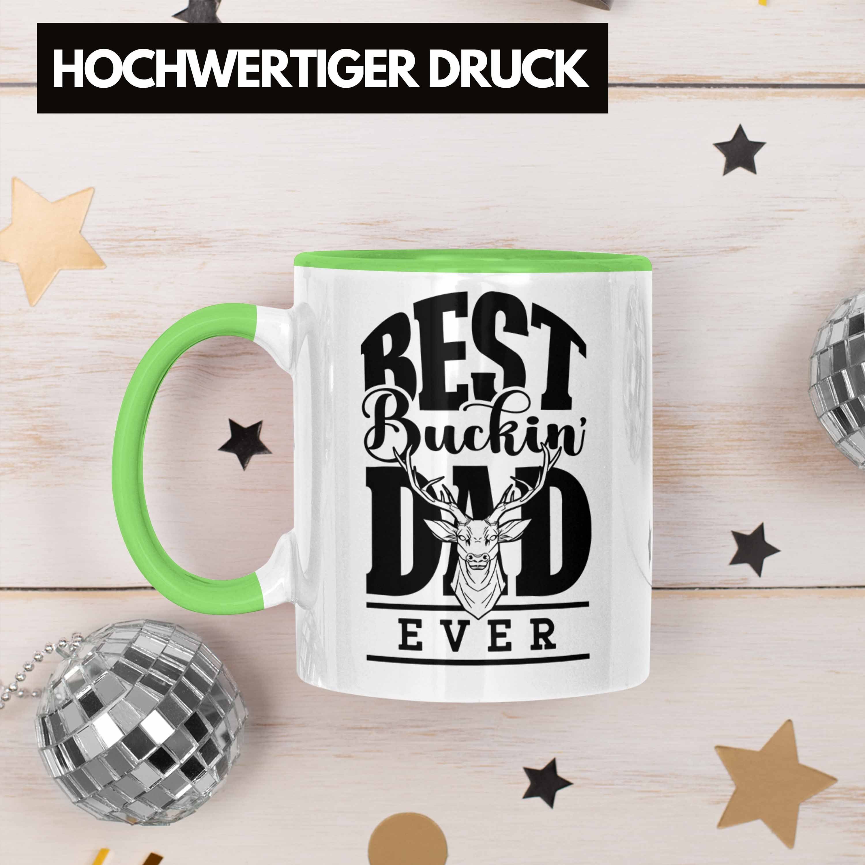 Geschenk "Best Tasse Vater Vatertag Ever" Grün Dad Trendation Buckin Jäger-Tasse