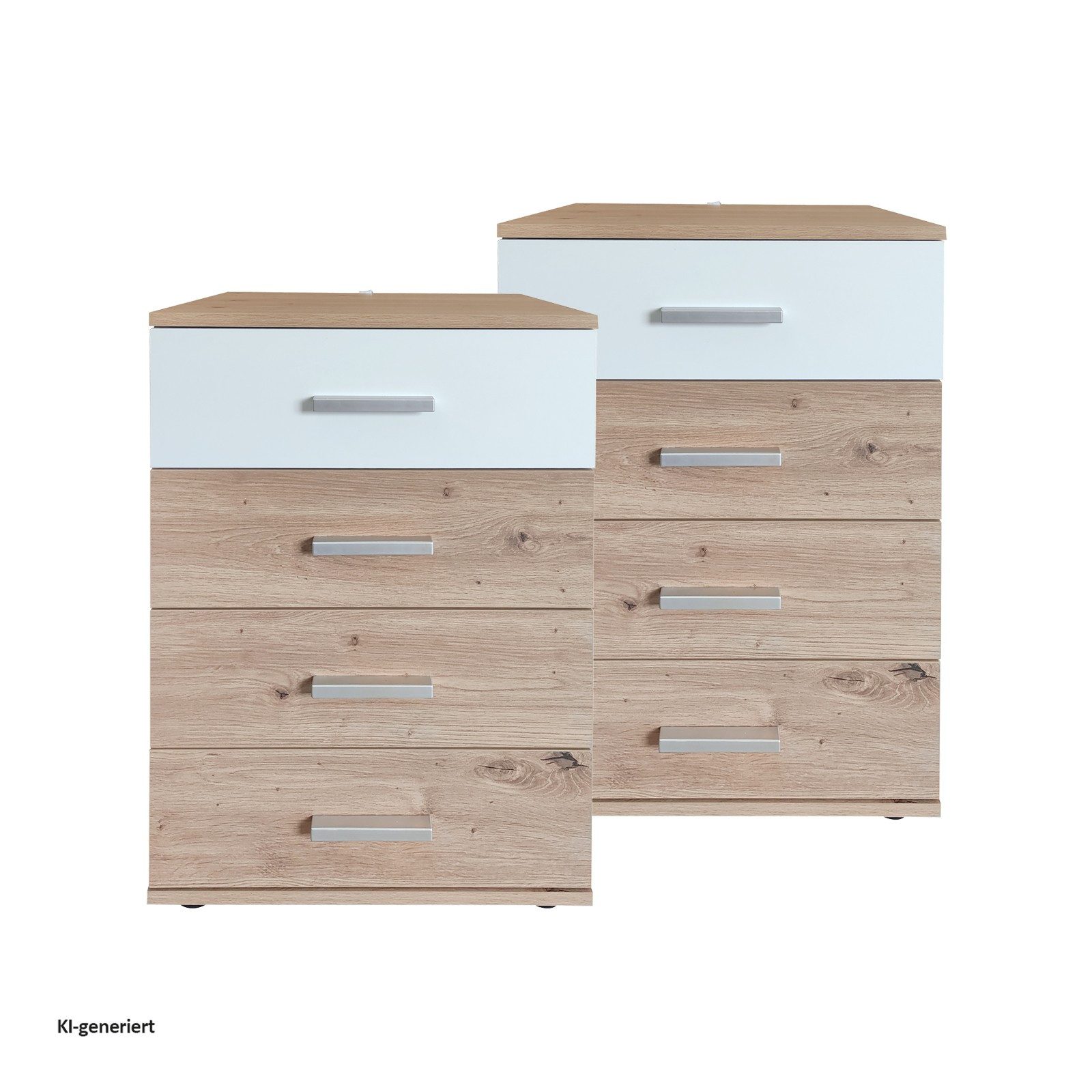 HTI-Living Nachtschrank Nachtschrank mit 4 Schubladen 2er-Set (Set, 2 Nachtschränke) Nachtkommode