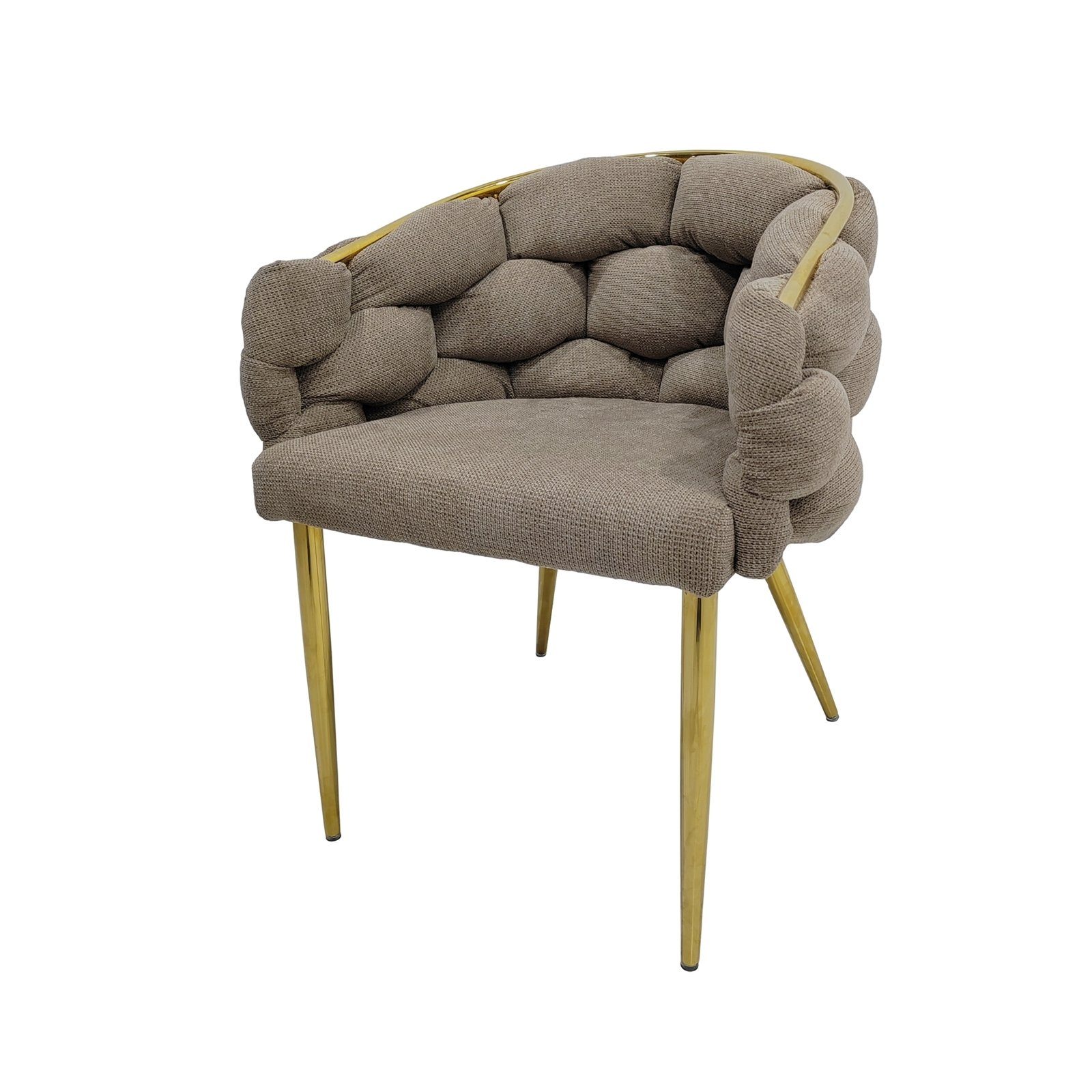 HTI-Living Esszimmerstuhl Stuhl Alsen Gold Braun (Einzelstuhl, 1 St), Design Polsterstuhl goldenes Metallgestell