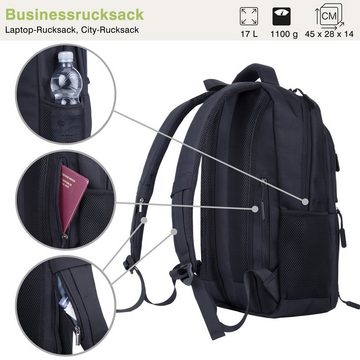 compagno Daypack, Business Laptop Rucksack gepolstert Schulrucksack Uni-Rucksack Arbeit Studium Cityrucksack