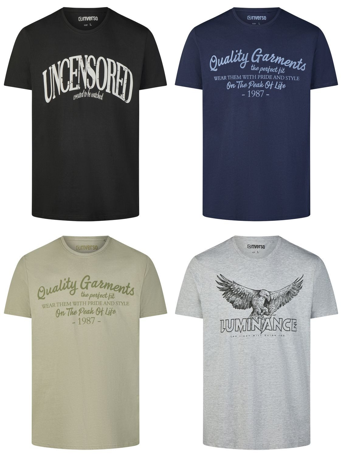 riverso T-Shirt Herren Printshirt RIVLeon Regular Fit (4-tlg) Kurzarm Tee S günstig online kaufen