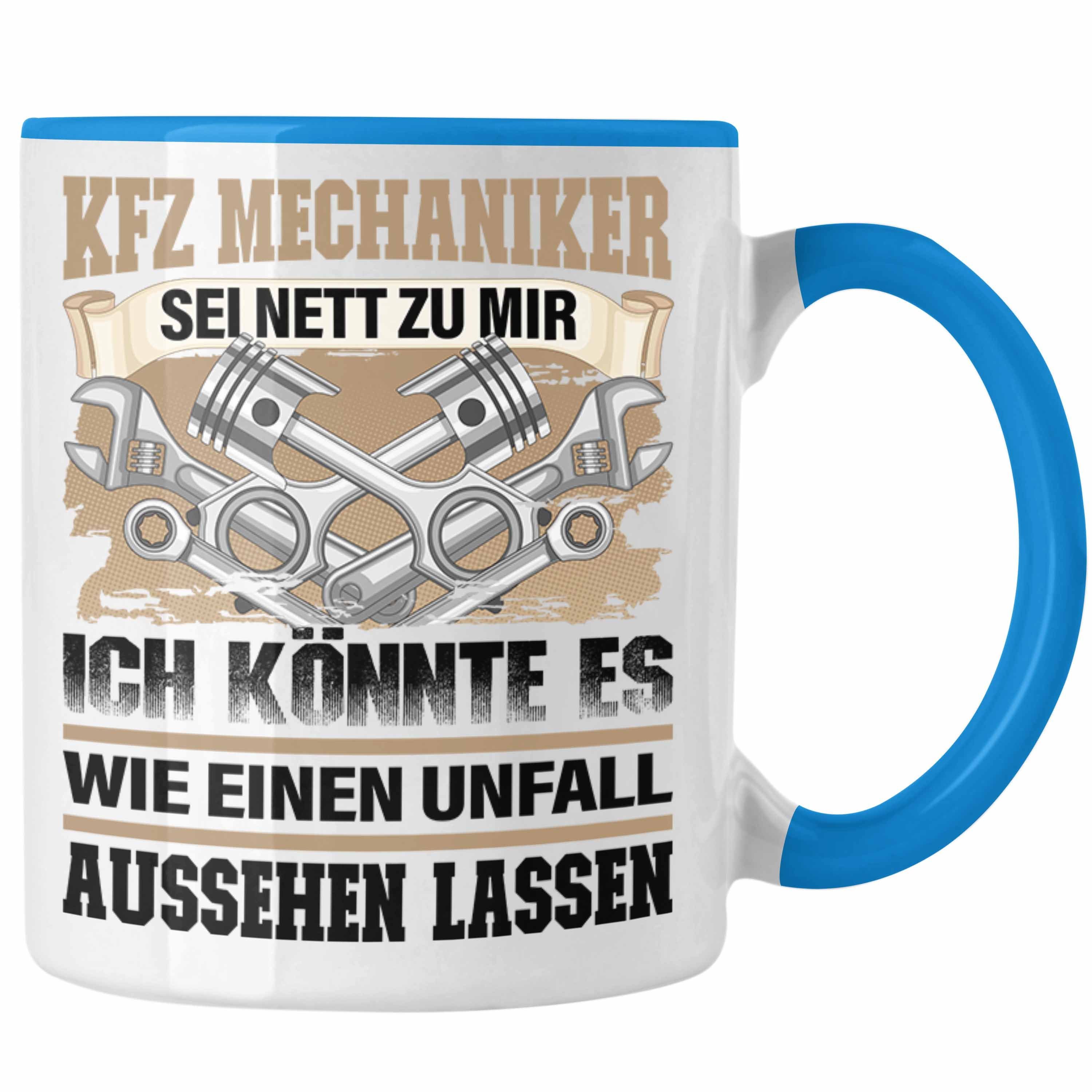 Trendation Tasse Trendation - KFZ Mechaniker Tasse Geschenk Lustig Spruch Männer Ich Kö Blau | Teetassen