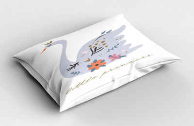 Abakuhaus Kissenbezug »Dekorativer Queen Size Gedruckter Kopfkissenbezug«, Schwan Empfindlicher abstrakter Blumenvogel
