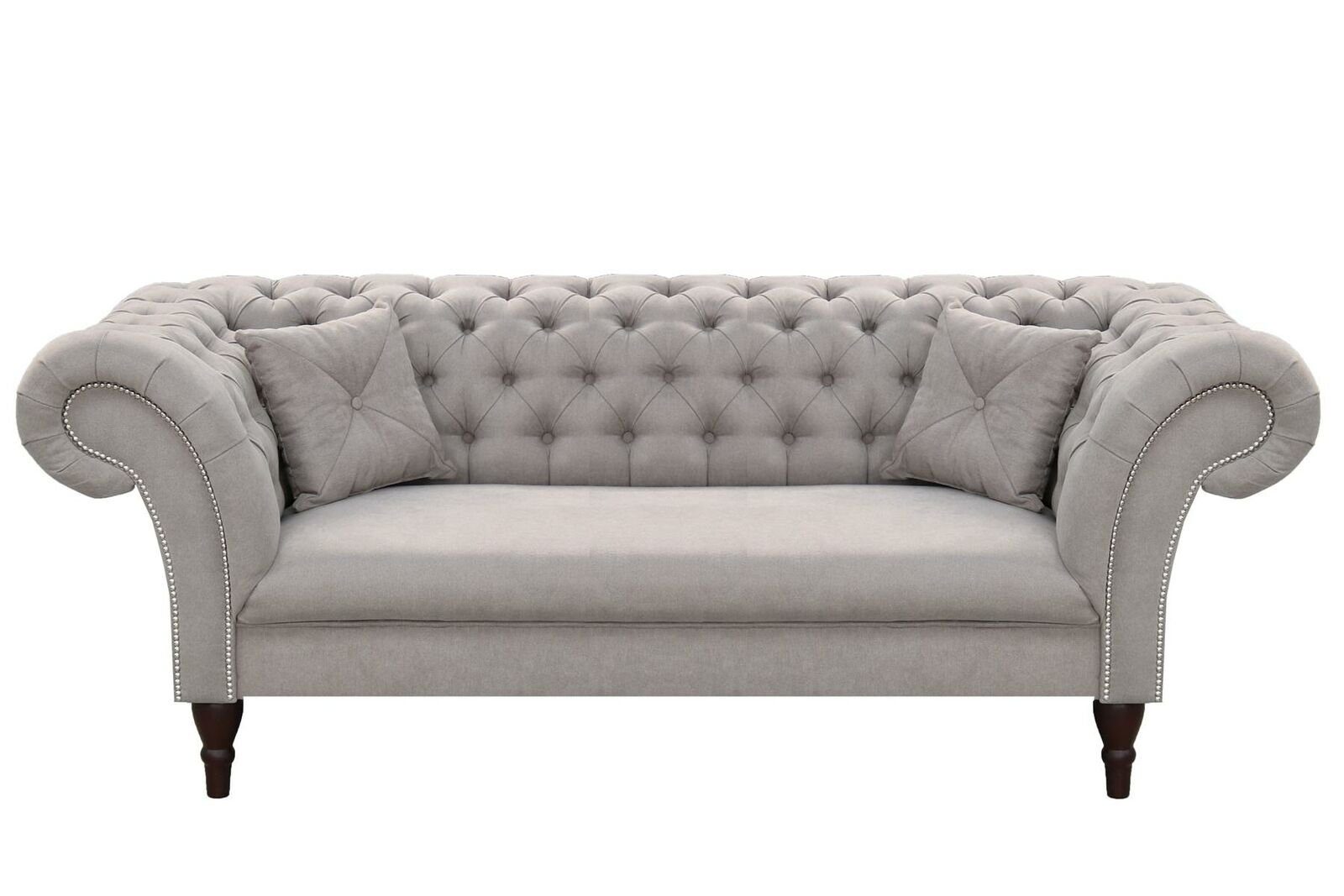 JVmoebel Sofa Grauer Made Brandneu, Chesterfield Couch Design in Luxus 3-er Dreisitzer Europe Möbel