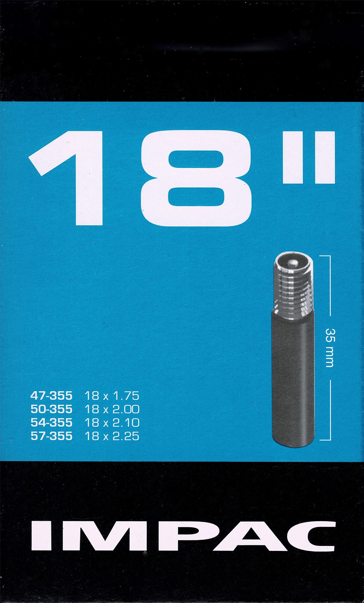 Impac Fahrradschlauch Impac 18 Zoll AV Schlauch Auto Schrader Ventil 47 - 57 355