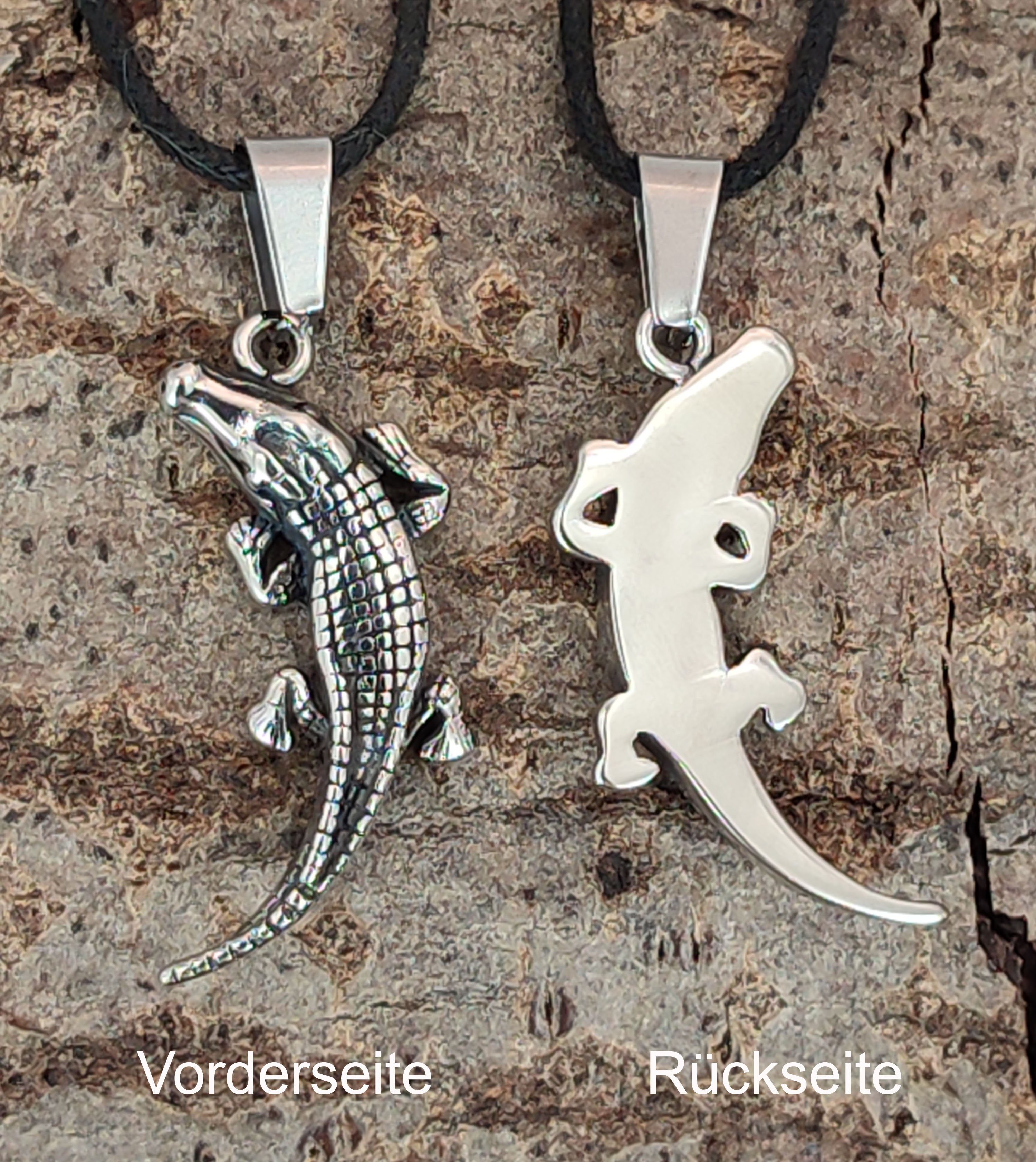 Kiss of Leather Kettenanhänger Stahl 21 Krokodil Anhänger Edelstahl Alligator Echse Reptil
