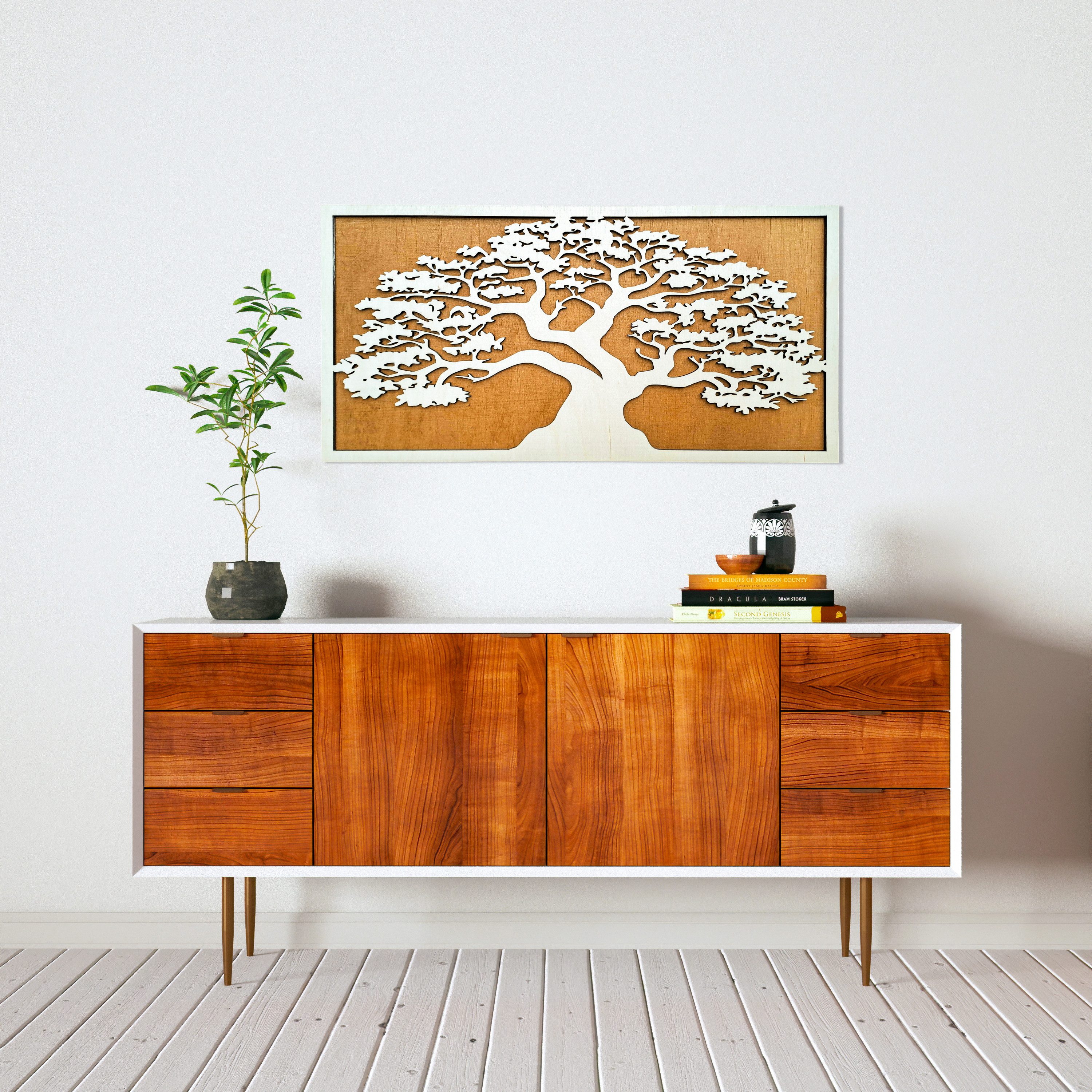 ORNAMENTI Wanddekoobjekt 3D WANDDEKO, Baum des Lebens, grosse moderne boho Holz, 2 Schichten (moderne Deko Anhanger, Wandsculptur, Holzbild, geschnitz Wandrelief, stilvolle Wanddekoration, Wandpaneel, Ornament, hingucker Wanddeko), Verzierung fur Zuhause, Wohnzimmer, Schlafzimmer, Wandkunst, 5 Größen