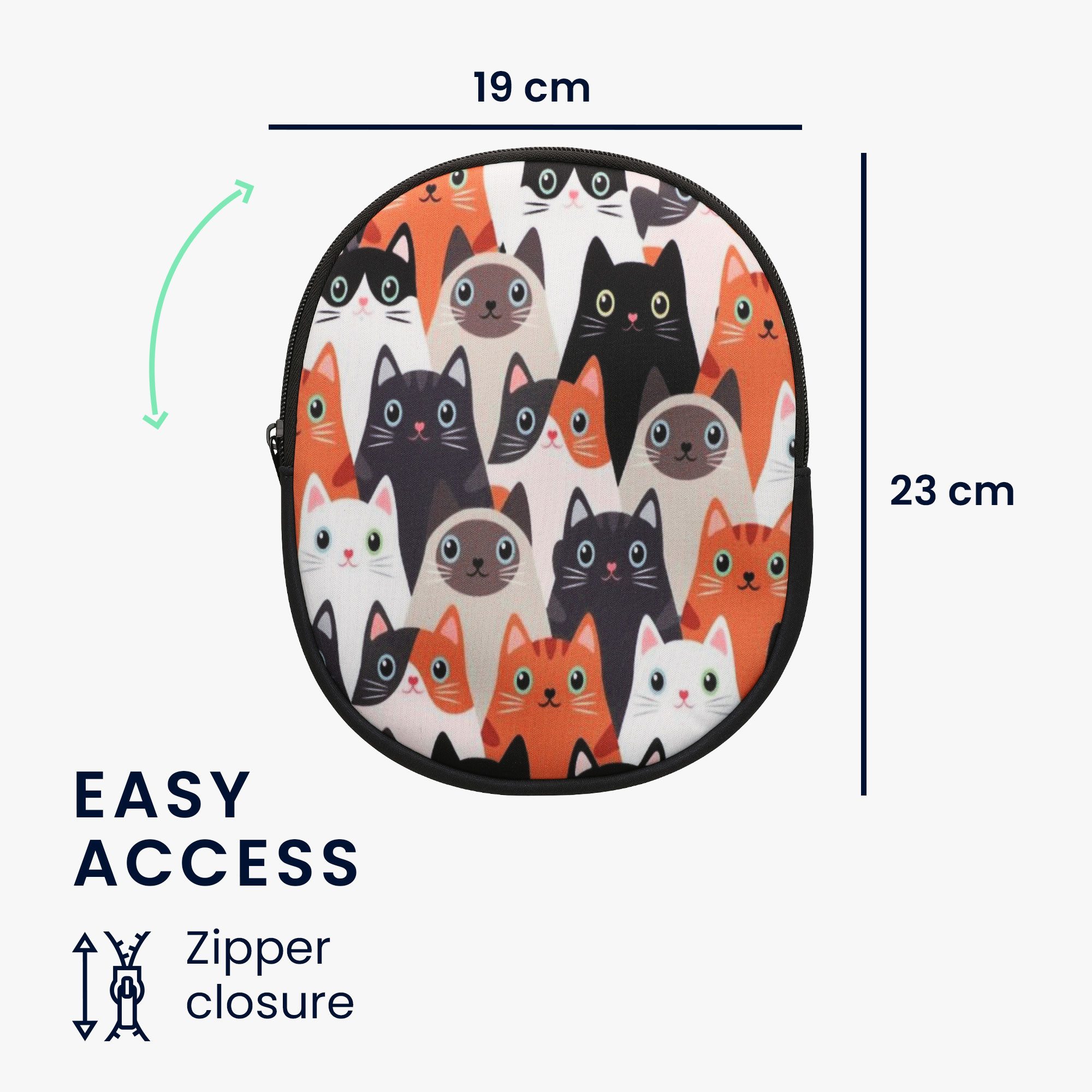 kwmobile Etui Hülle für Headset / Overear headphone Neopren Tasche, Case für Headset aus Neopren Stoff Katzen Design – Bild 3 von 5