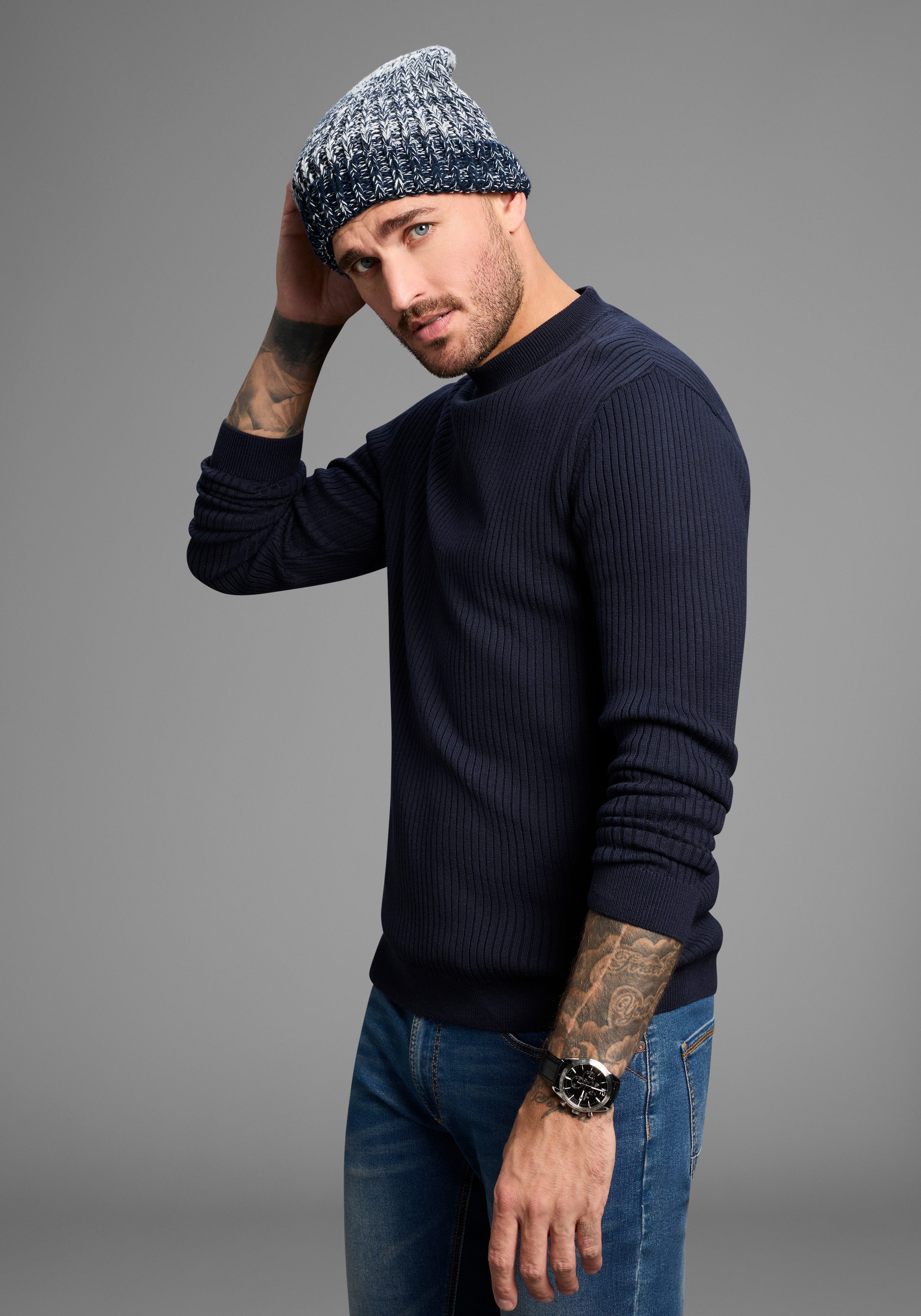 Man's World Strickmütze in auffälliger Melange-Optik - NEW günstig online kaufen