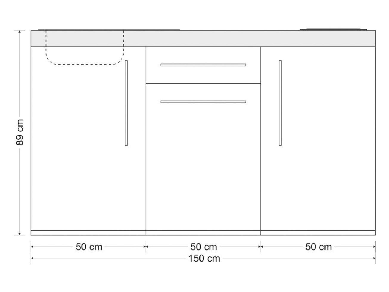 Stengel Küchenzeile MP 150 Edelstahl, Miniküche Premiumline, 150 cm, Edelstahl