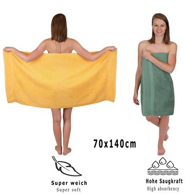 Betz Handtuch Set 12-tlg. Handtuch Set Premium Farbe honiggelb/tannengrün, 100% Baumwolle, (12-tlg)