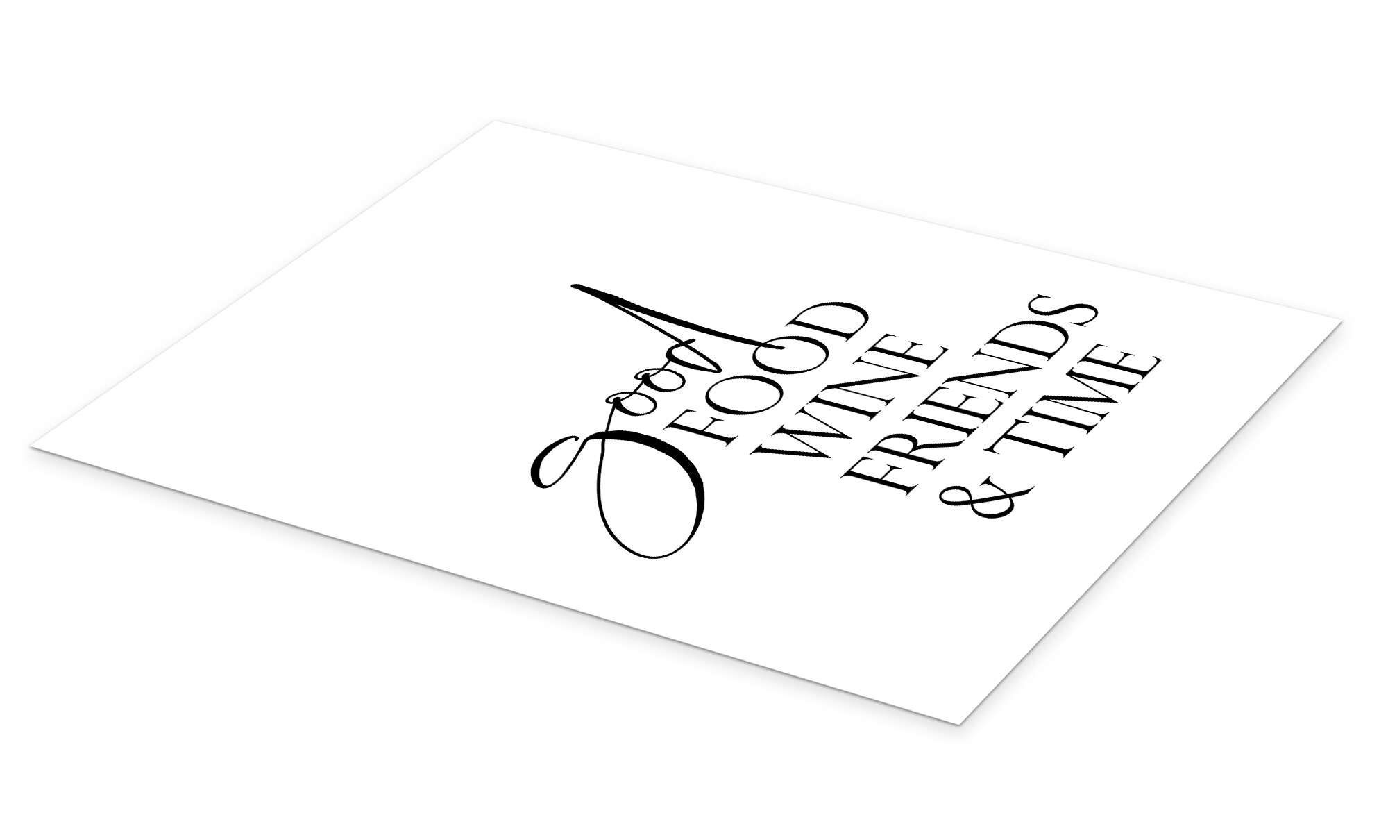 Posterlounge Wandbild Food, Wine & Friends, Typobox, erhältlich als Poster, Leinwandbild, Wandsticker oder Acrylglasbild