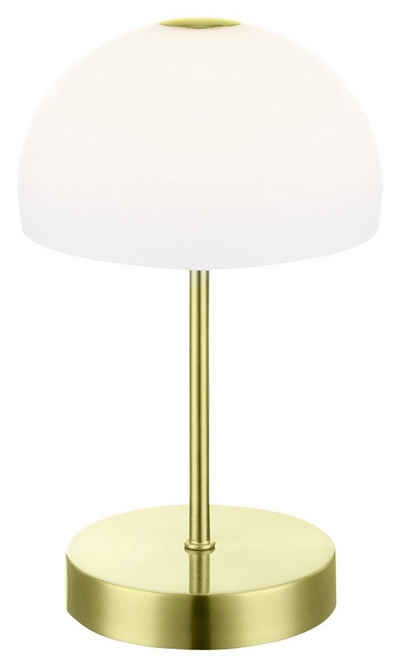 Globo LED Tischleuchte SNOWFLAKE, 1-flammig, H 27 cm, Messing, Opalglas, LED fest integriert, Warmweiß, Touchsensor