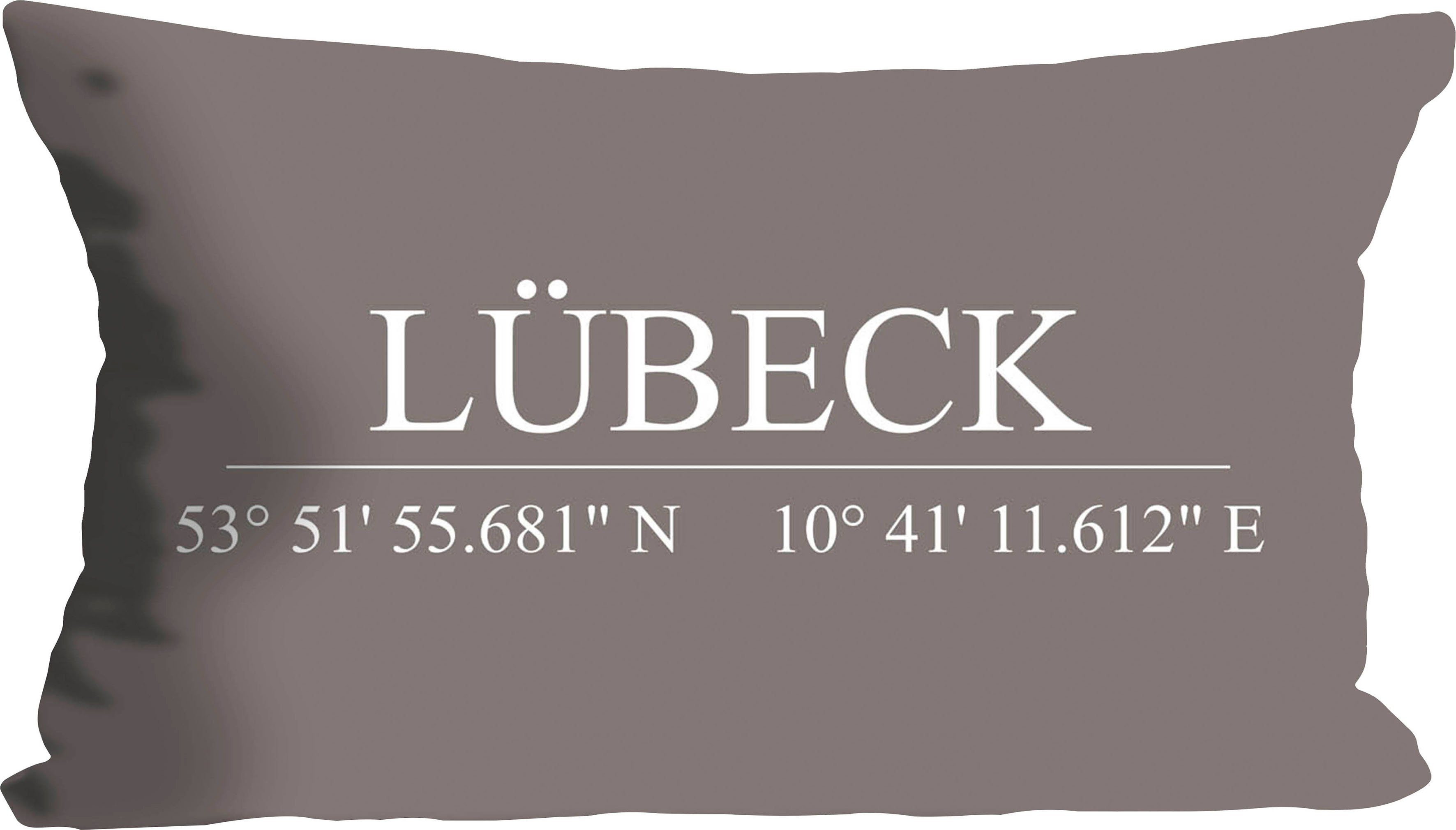 grau mit Dekokissen Stück Lübeck, queence Kissenhülle ohne Schriftzug, 1 Füllung,
