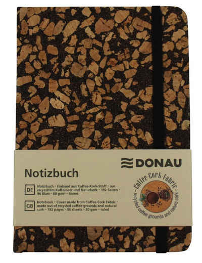 DONAU DONAU 1350108-02 Notizbuch - A6, liniert, 96 Blatt, Recycling Kaffee-K Wischbezug