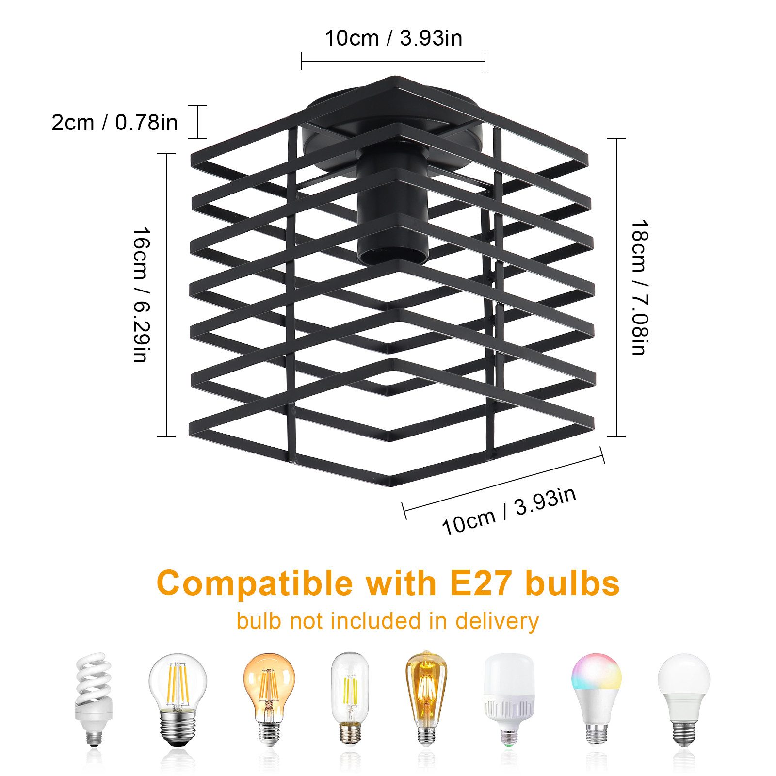 Goeco Deckenleuchte Retro-Deckenlampe, schwarze quadratische Käfiglampe, günstig online kaufen