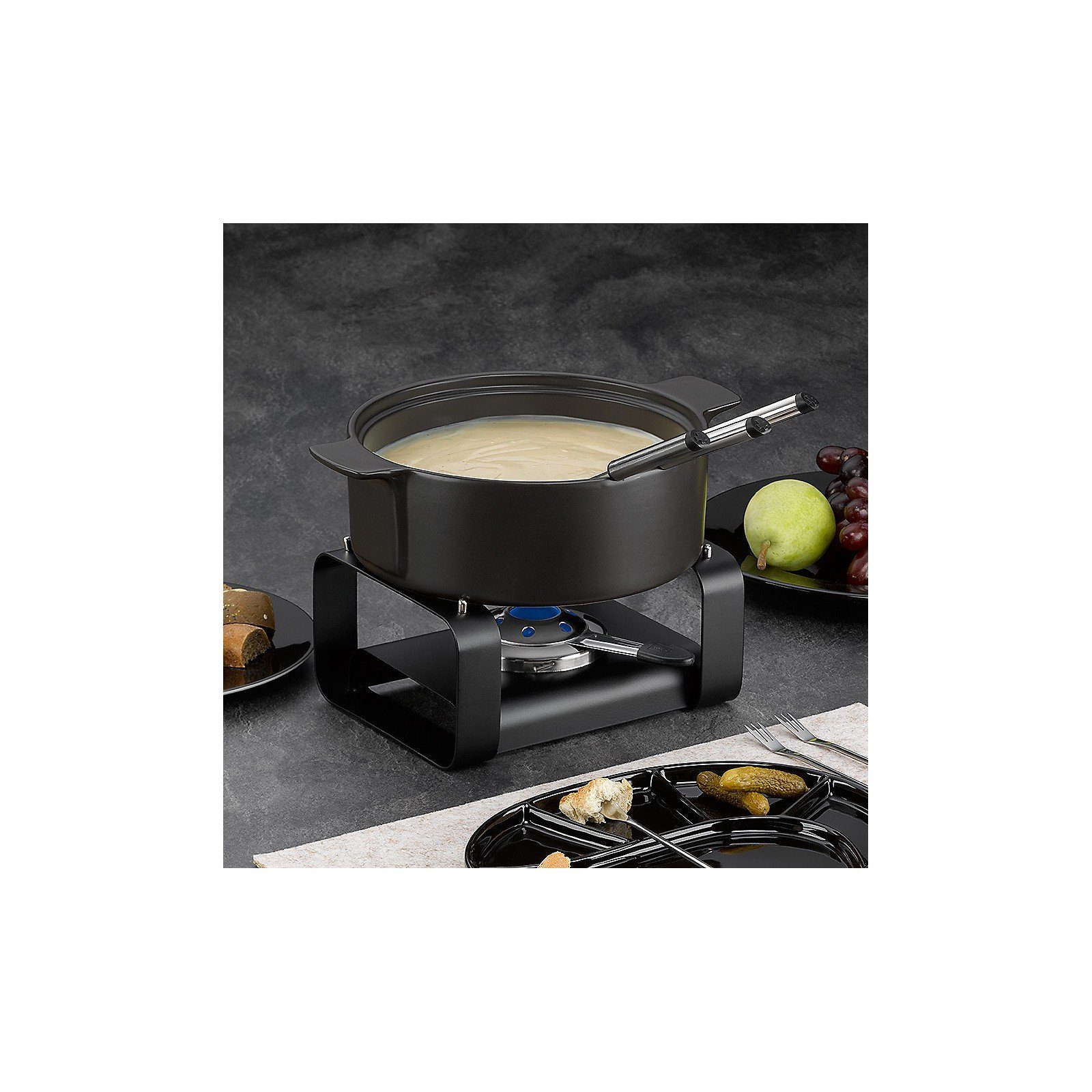 kela Fondue Roman, Käsefondue, Fondue-Gabeln Keramiktopf, L, 6 mit hitzebeständiger 1,75