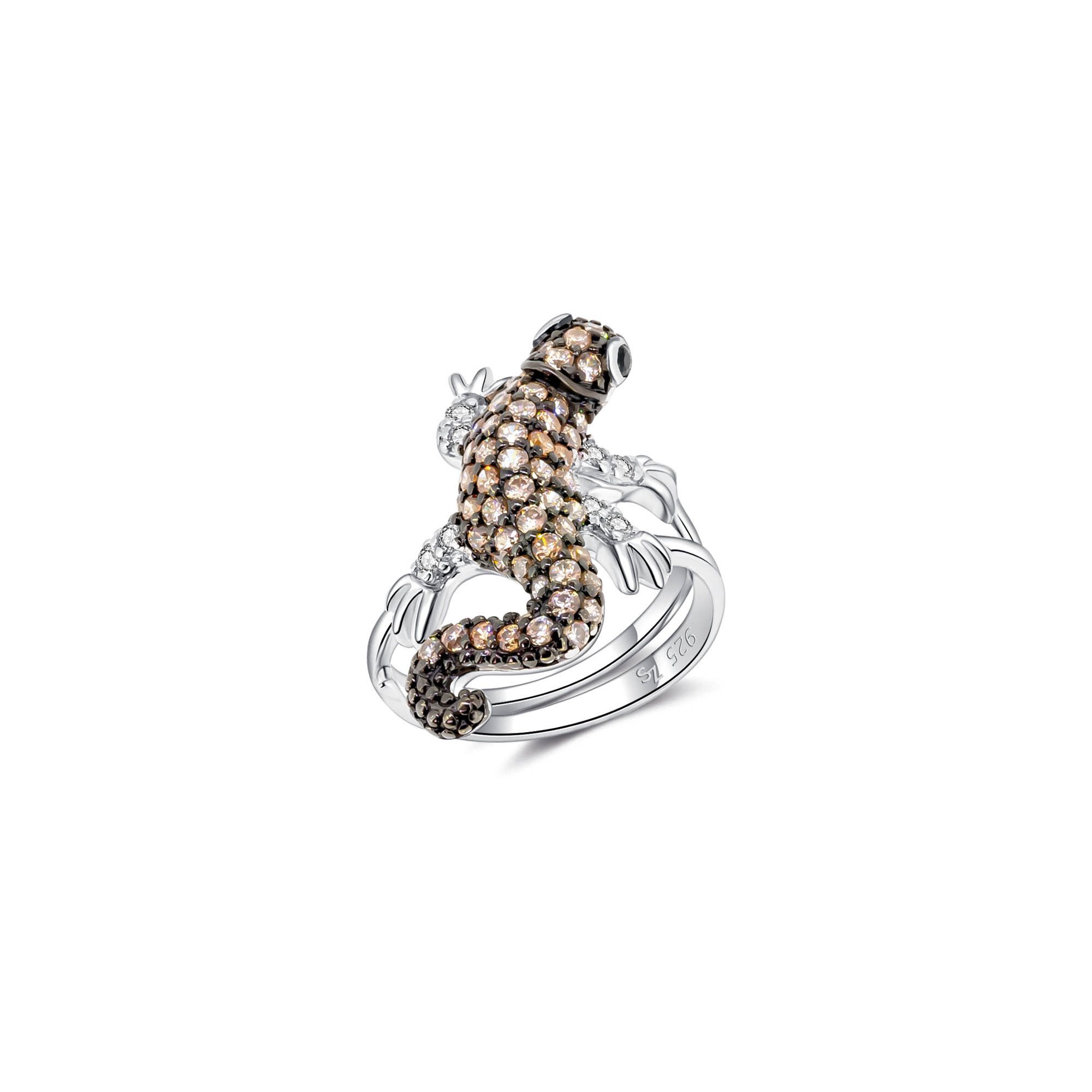 Seinerzeit FLORA & FAUNA Silberring Sülo Salamander Ring (1-tlg), Material: 925 Sterling Silber, rhodiniert, geschwärzt