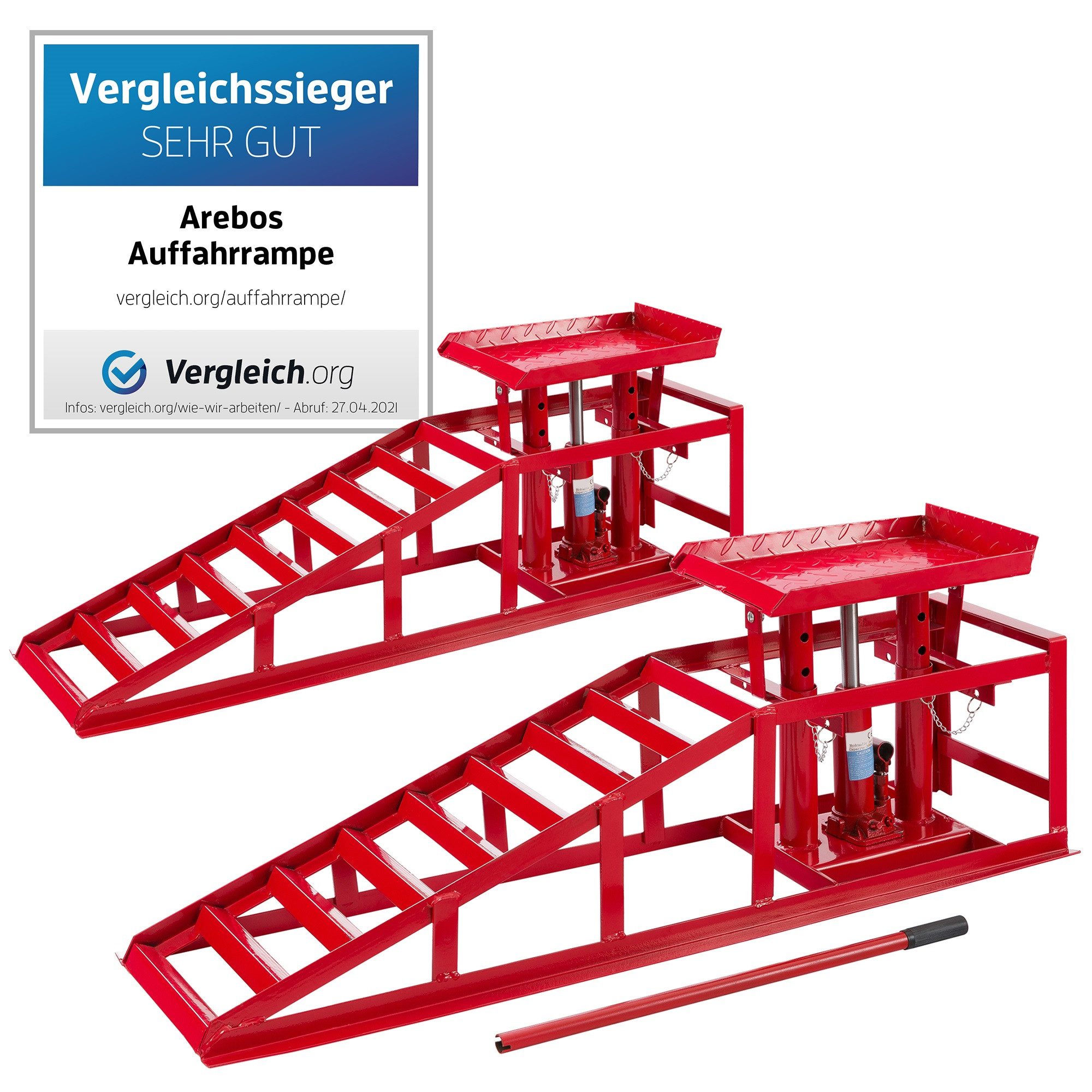 Arebos Auffahrrampe Auffahrbreite Auffahrbock Hebeplattform Höhenverstellbar 2 T (2er Set, Set)