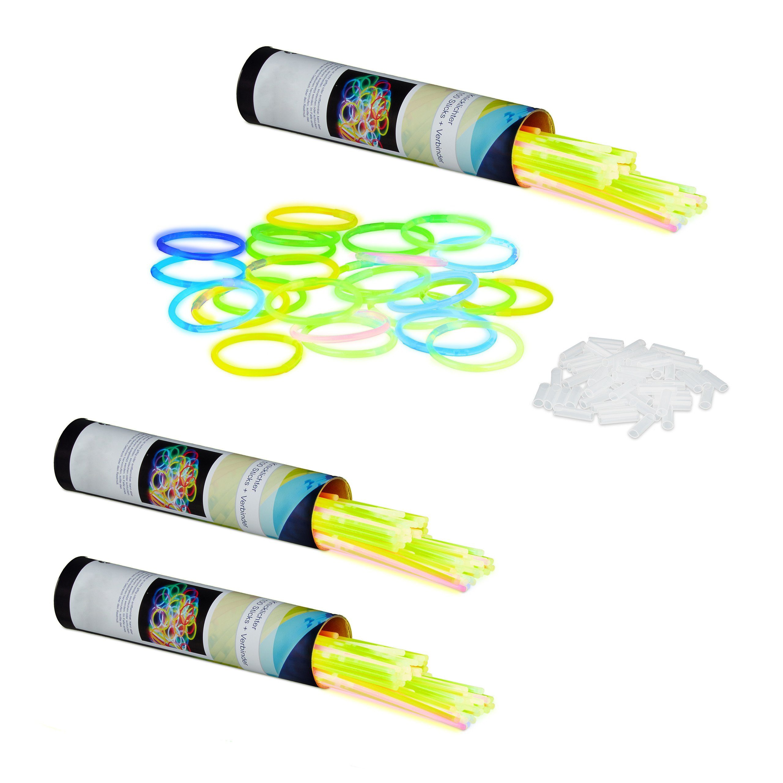 Knicklicht 300 x Knicklichter mit Verbindern
