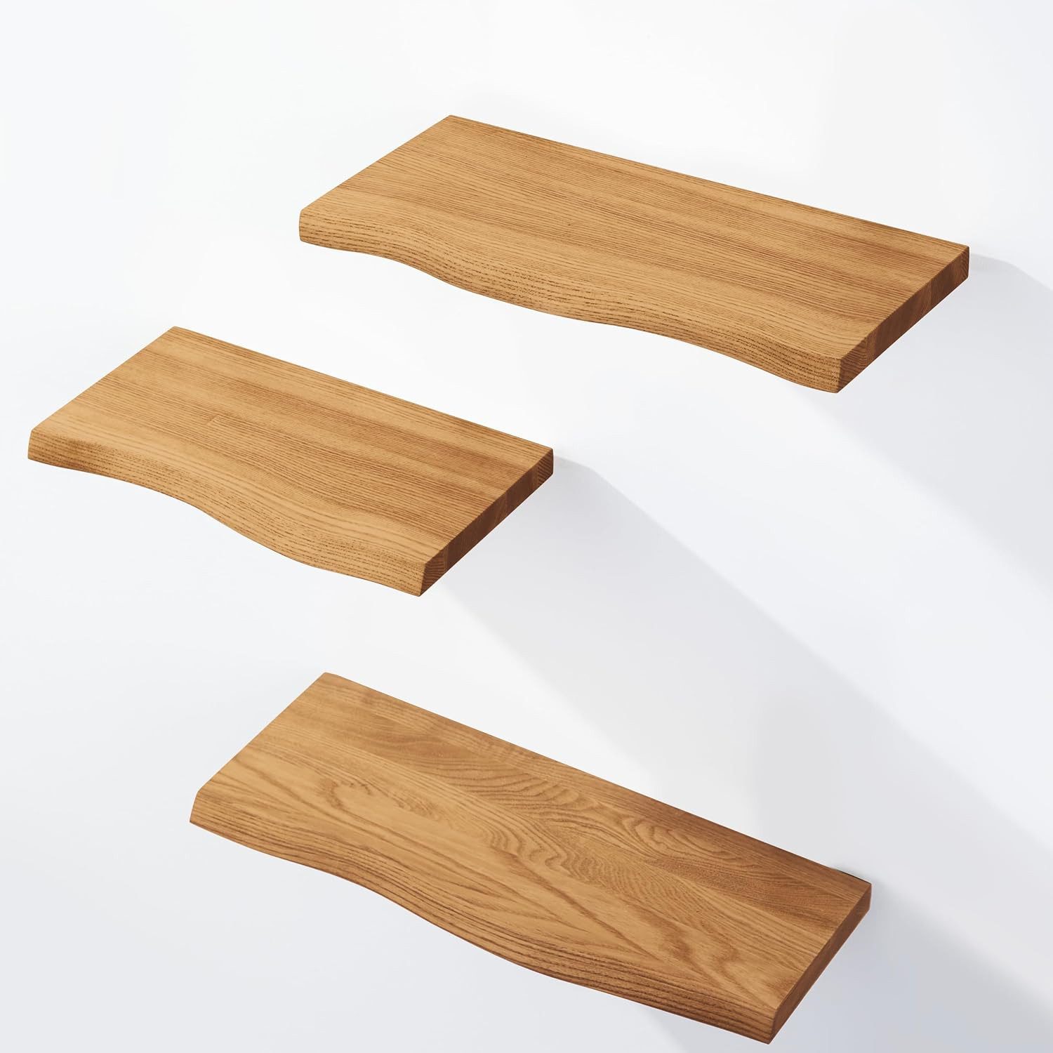 LAMO Manufaktur Wandregal LAMO Manufaktur 3 Stück Wandregal aus Holz 42/36/30cm, Schweberegal Massiv 100% Echtholz, Wandregale SET 1 Baumkante Farbe: Rustikal. € 56,59