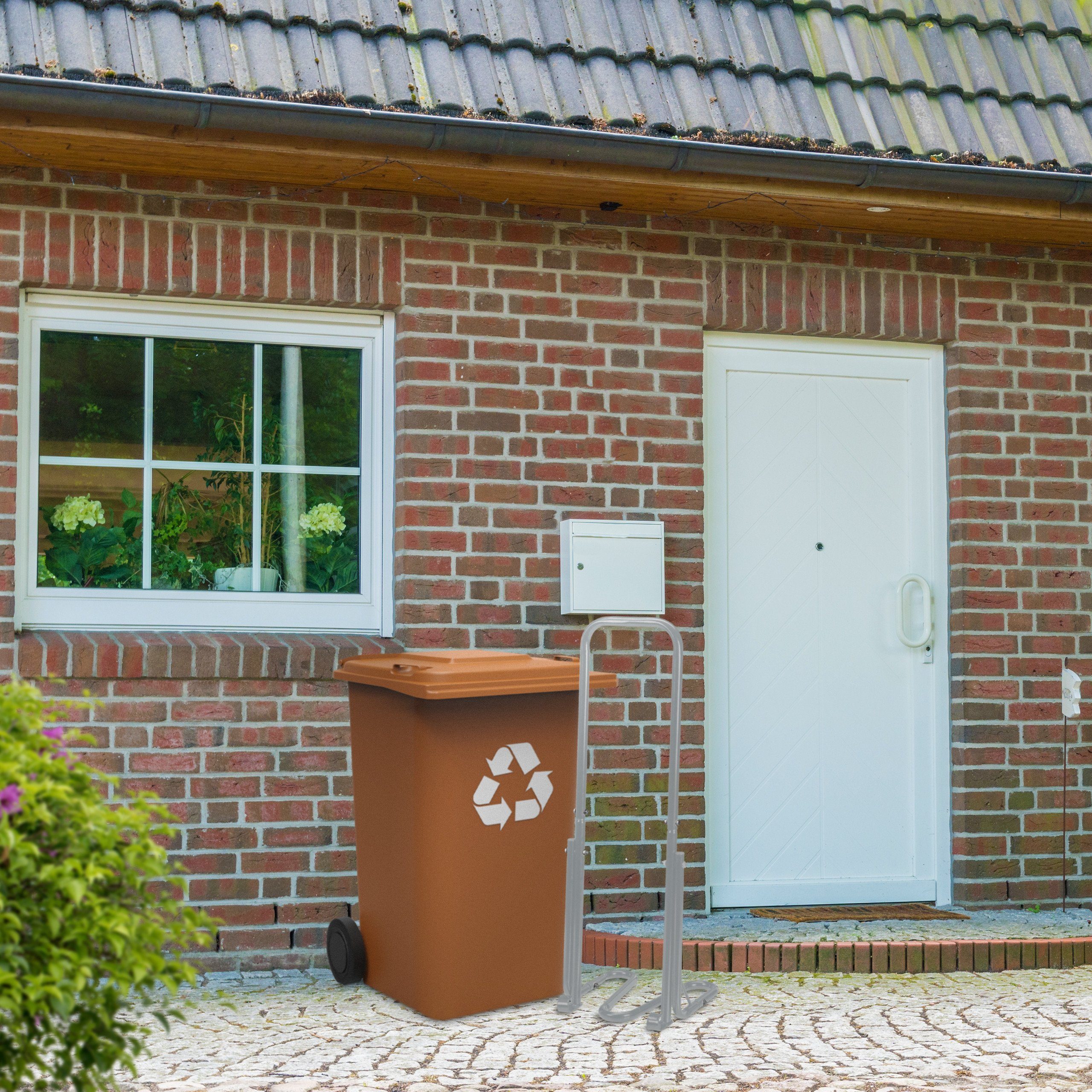 relaxdays Hausmüllpresse Graue Müllpresse für die Mülltonne