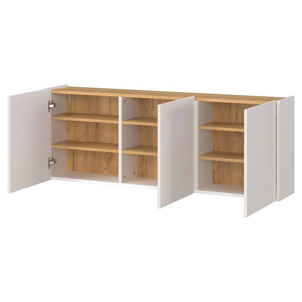 Lomadox Schuhschrank LAPUA-01 in Kaschmir und Eiche, 3-türig, ideal für schmale Flure