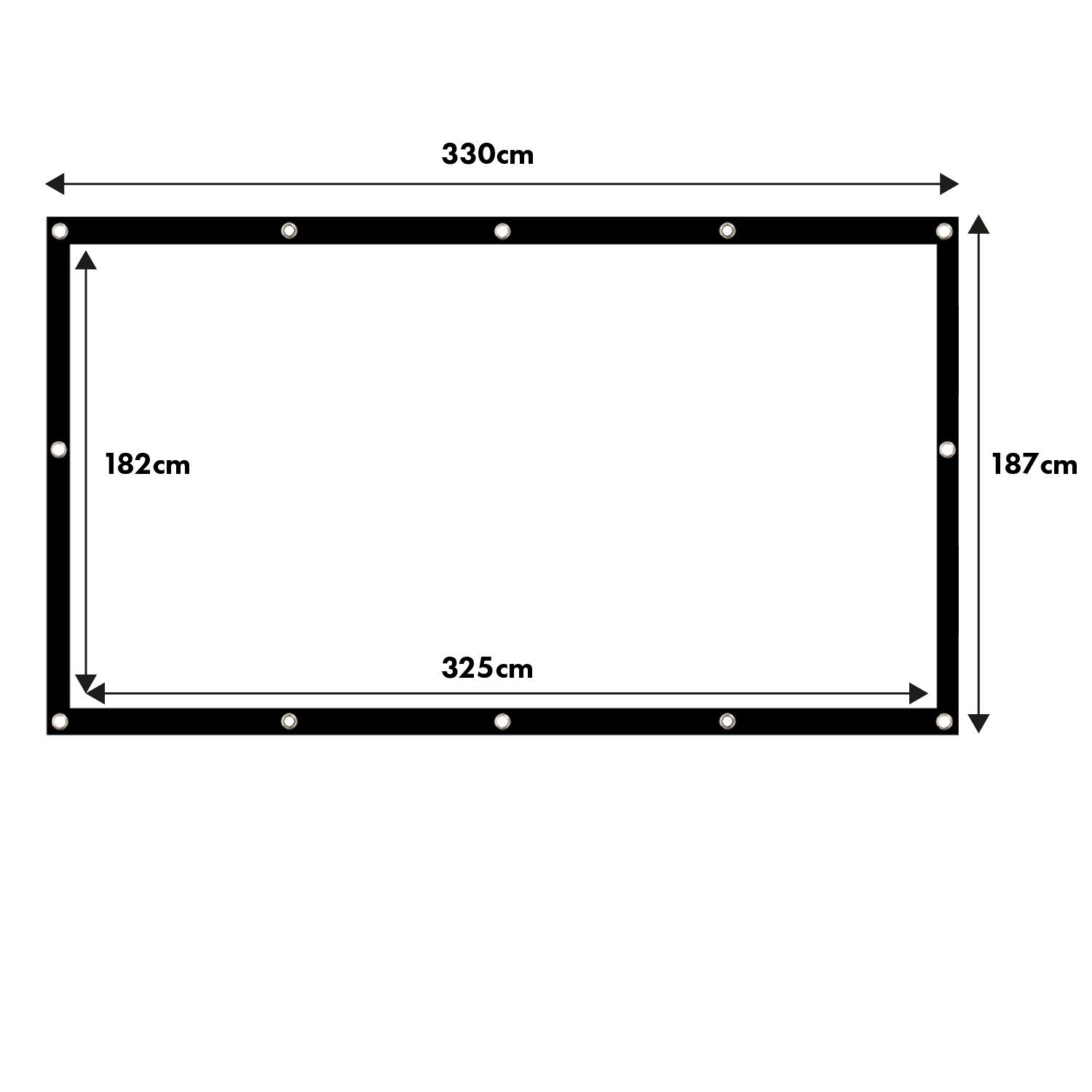 Maclean MC-167 Tragbare Projektionswand 150'' 16:9 330x187cm Rahmenleinwand (Rand 16:9 Spannhaken)