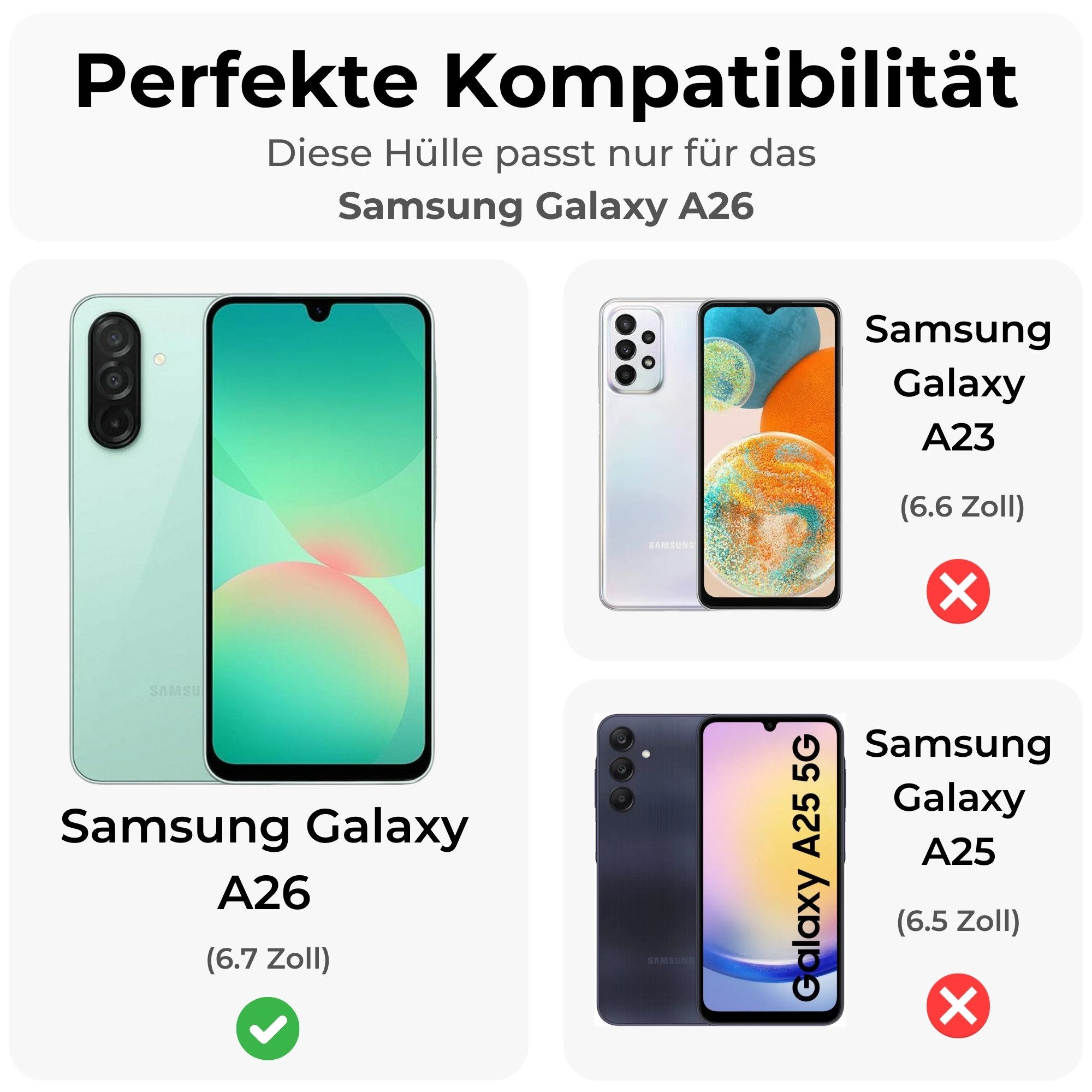 betterfon Handyhülle für Samsung Galaxy A26 2-teiliges 360° TPU Schutzcase, Rundumschutz mit integrierter Displayabdeckung und klarer Sicht