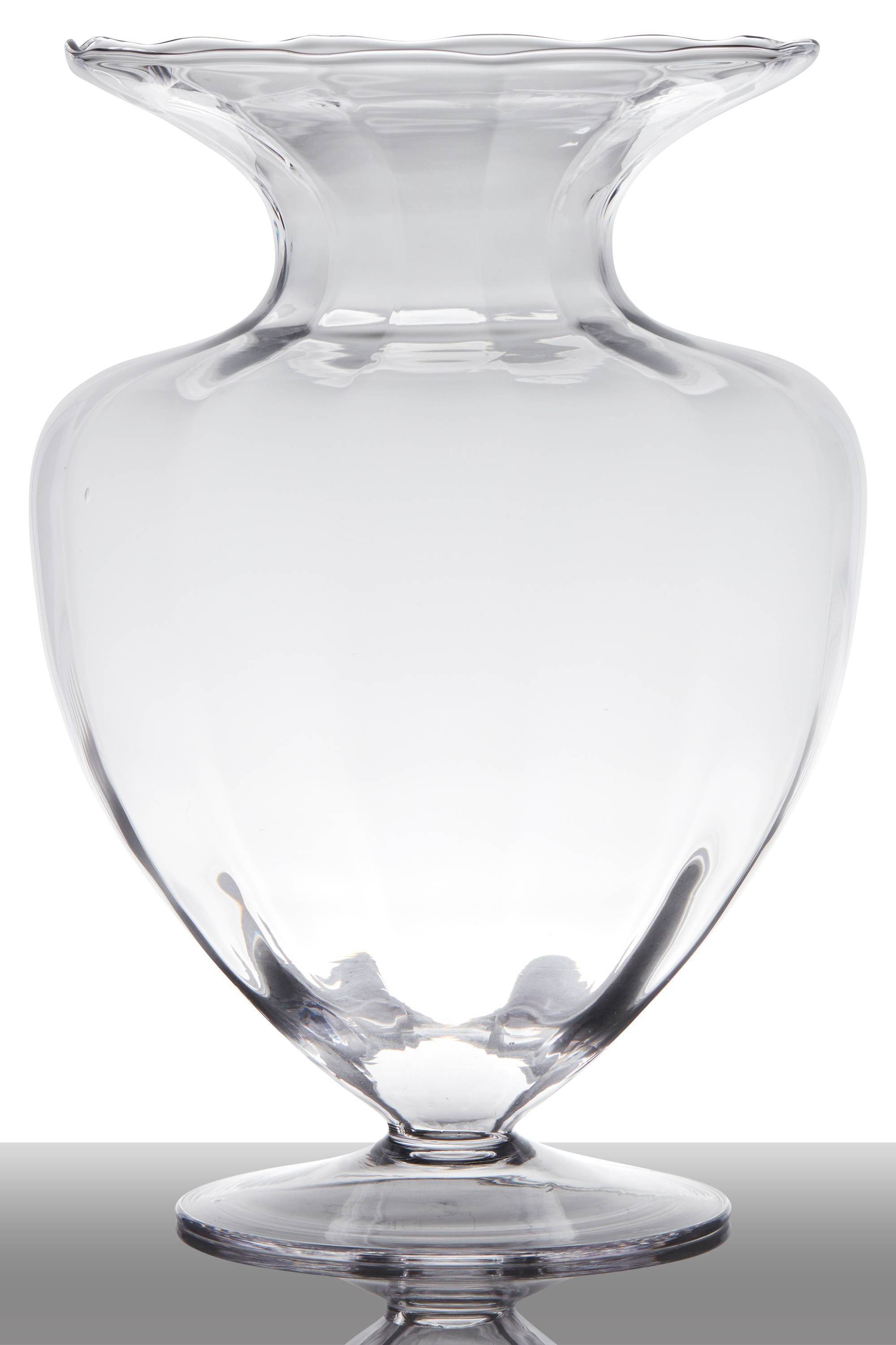 INNA-Glas Bodenvase Glas Kendra auf Standfuß, Trichter - rund, klar, 33cm, Ø 23,5cm