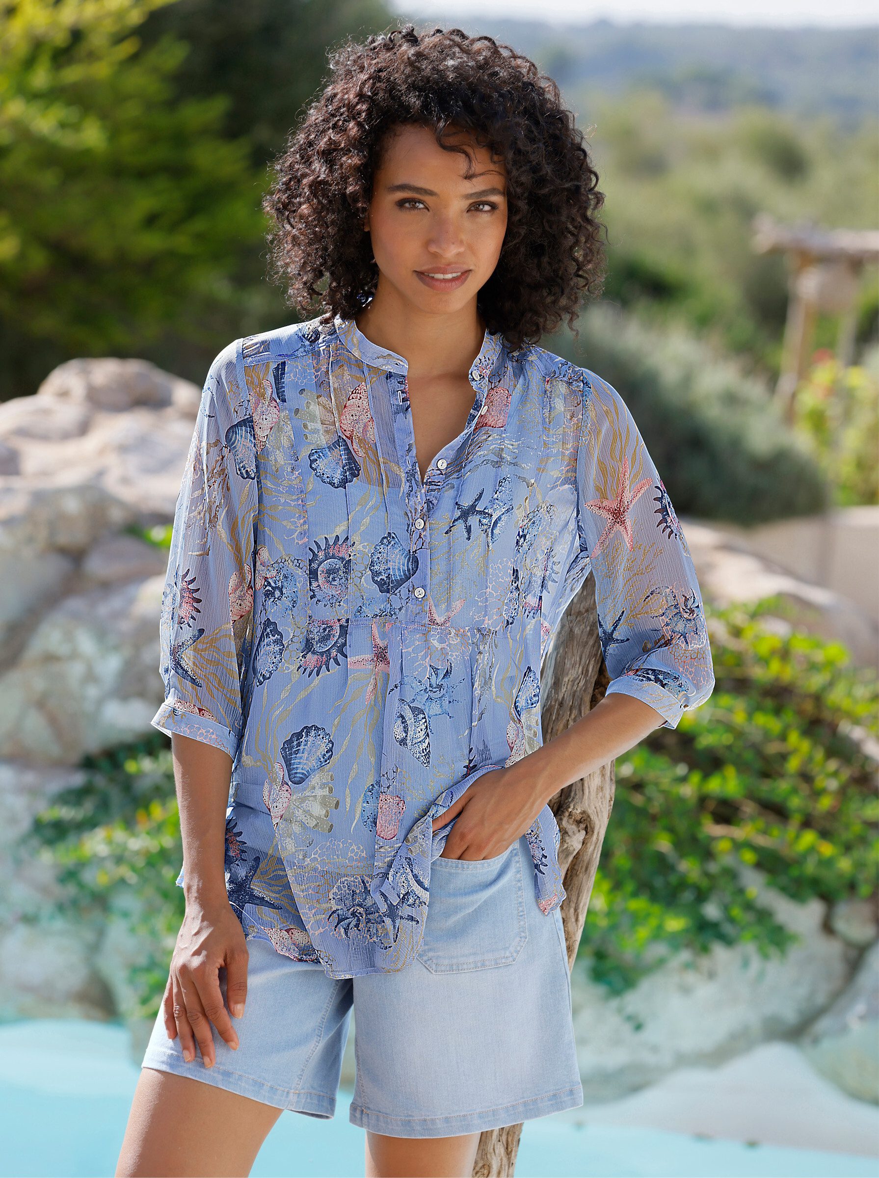 heine Klassische Bluse Druck-Tunika 3/4-Arm