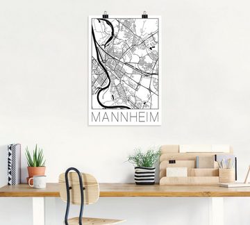 Artland Wandbild Retro Karte Mannheim Deutschland, Deutschland (1 St), als Alubild, Outdoorbild, Poster in verschied. Größen