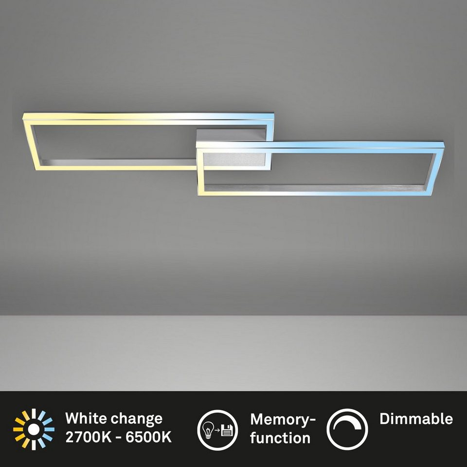 Briloner Leuchten Deckenleuchte 3761019, CCT Farbtemperatursteuerung,  Fernbedienung, dimmbar, Nachtlicht, Timer, Speicherfunktion, LED fest  verbaut, Farbwechsler, Kaltweiß, Neutralweiß, Tageslichtweiß, Warmweiß,  Deckenlampe, 120 x 28x8cm, Chrom-Matt