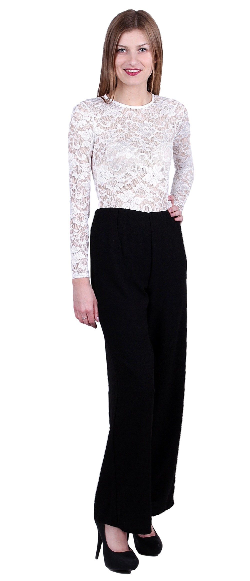 Culotte-Overall John Zack schwarz-weißes Overall aus Spitze XL