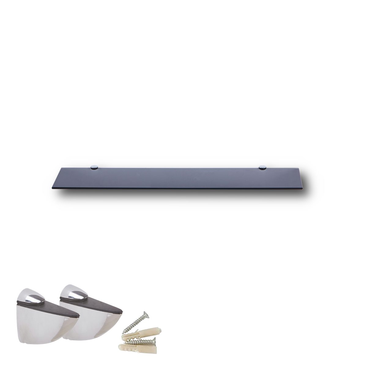 HOOZ Wandregal aus Sicherheitsglas mit Halterung - Schwarz - 60 x 13 x 0,6 günstig online kaufen