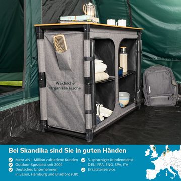 Skandika Campingschrank Triabo Bambus Campingschrank Outdoor-Schrank faltbar, 4 Fächer mit festen Einlegeböden