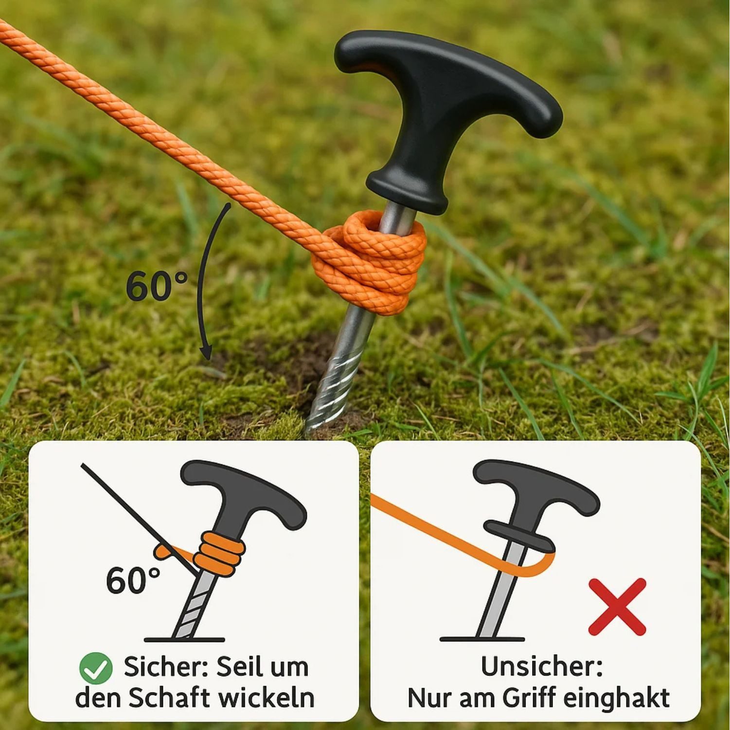 BigDean Zelthering 12 Stück Heringe Erdnägel stabil auch für Harte Böden Zeltheringe, (Set, 1-St., Heringe), Stabil, Eindrehbar, Für Harte Böden geeignet – Bild 5 von 5