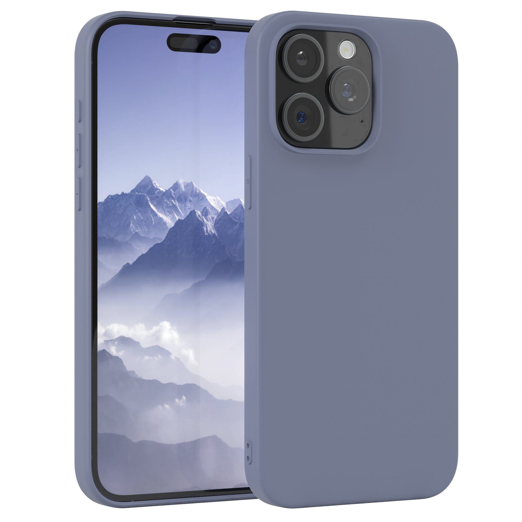 EAZY CASE Handyhülle TPU Hülle für Apple iPhone 15 Pro Max 6,7 Zoll, Silikon Schutzhülle mit Kameraschutz Matt Back Cover Soft Eis Blau