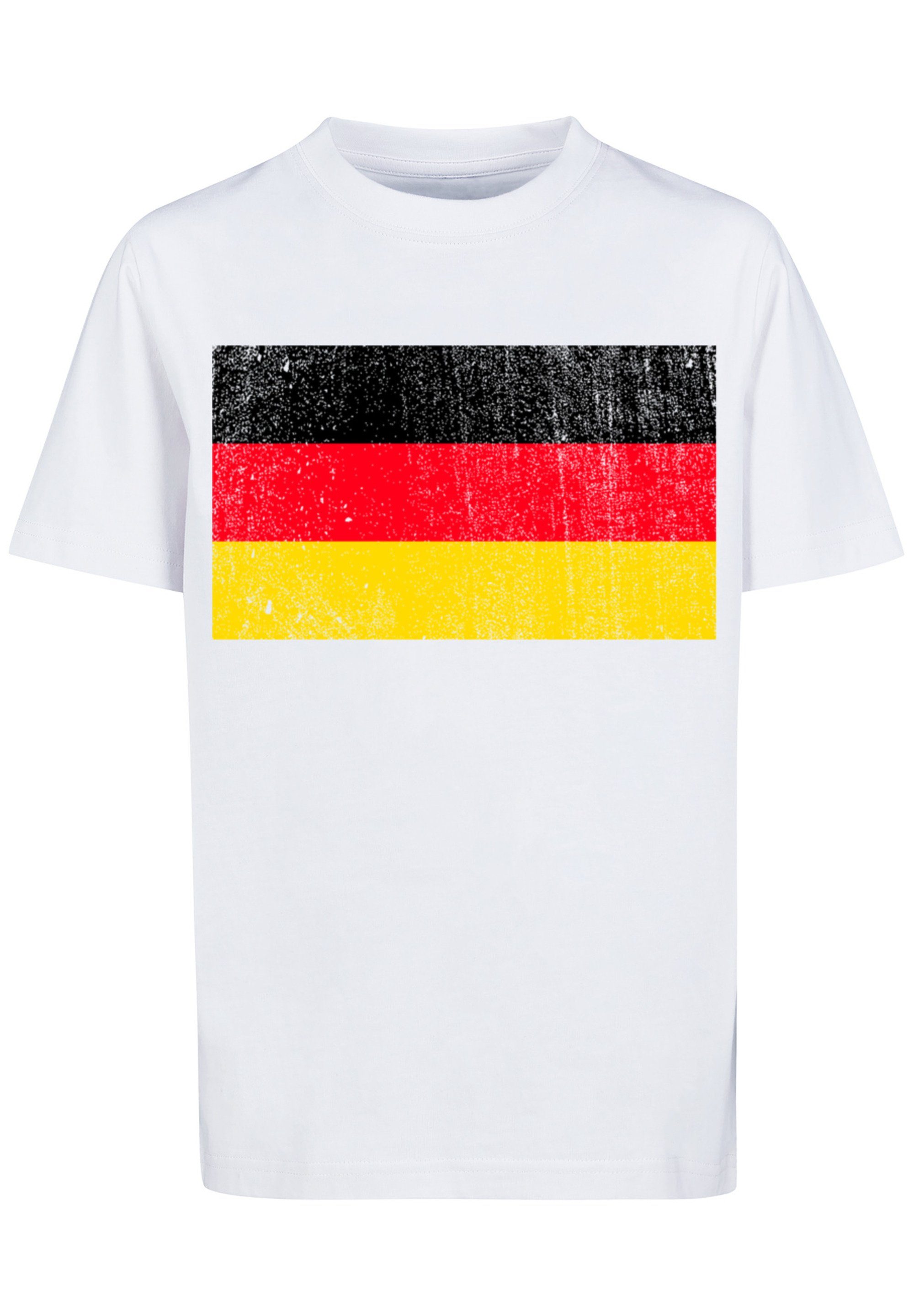 T-Shirt Deutschland Flagge distressed Print F4NT4STIC Germany weiß