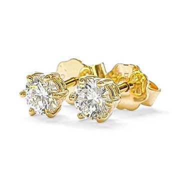 Webgoldschmied Paar Ohrstecker Diamant Ohrstecker 750 Gold mit 2 Diamanten Brillanten 0,60 F/IF, 750 Gelbgold