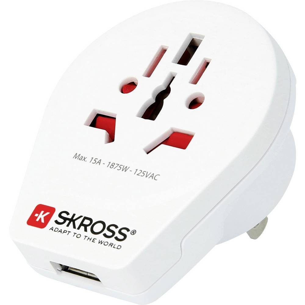 SKROSS Länderreiseadapter und USB-Ladegerät in einem Reiseadapter