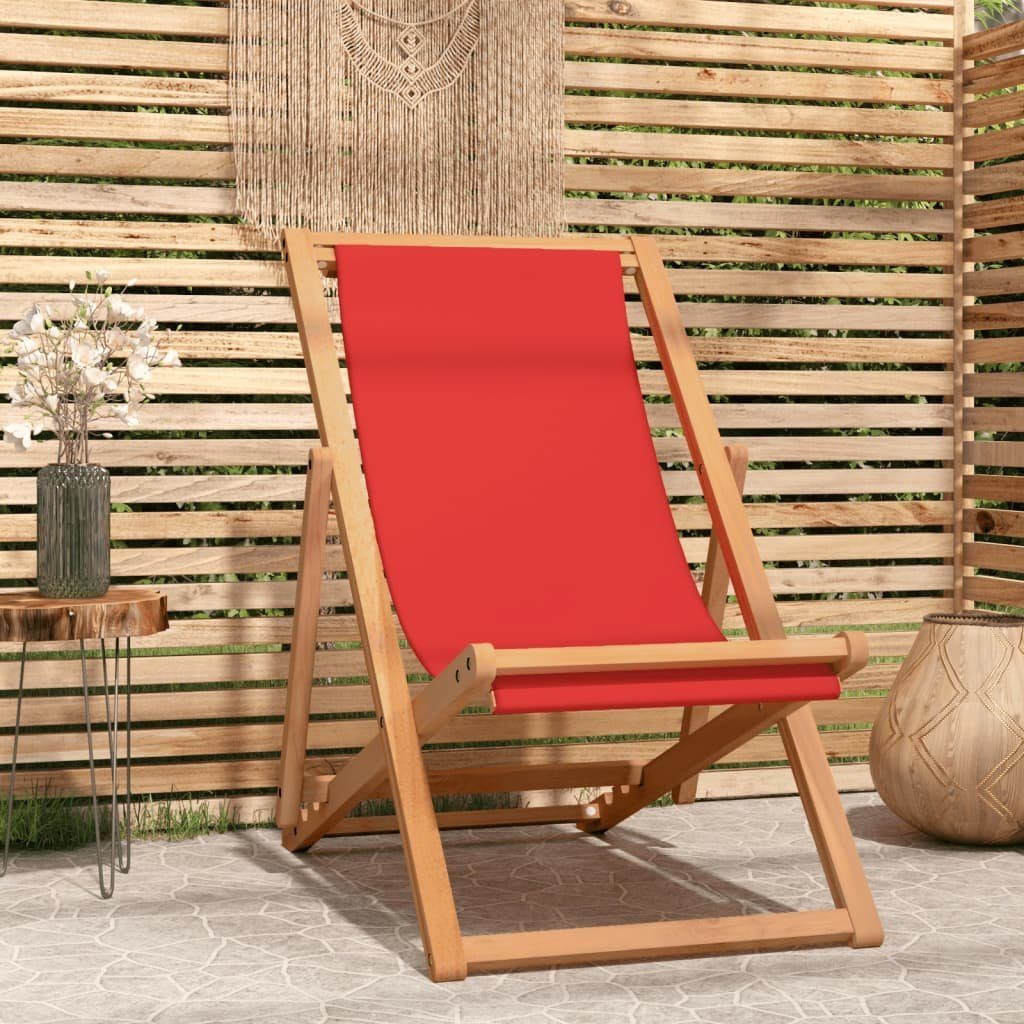 furnicato Gartenstuhl Strandstuhl Klappbar Teak Rot Massivholz