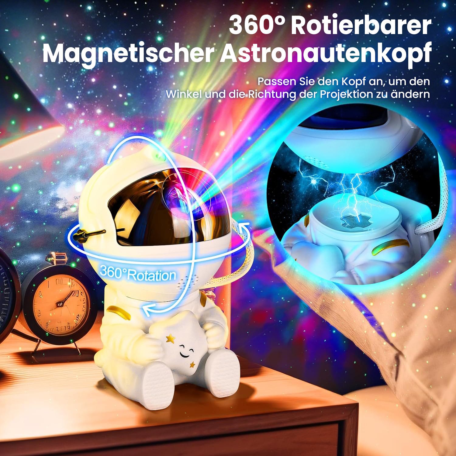 ANYSUN Nachtlicht LED Sternenhimmel Astronaut Galaxy Projektor, LED fest integriert, LED Sternenprojektor mit Nebel und Fernbedienung – Bild 3 von 5